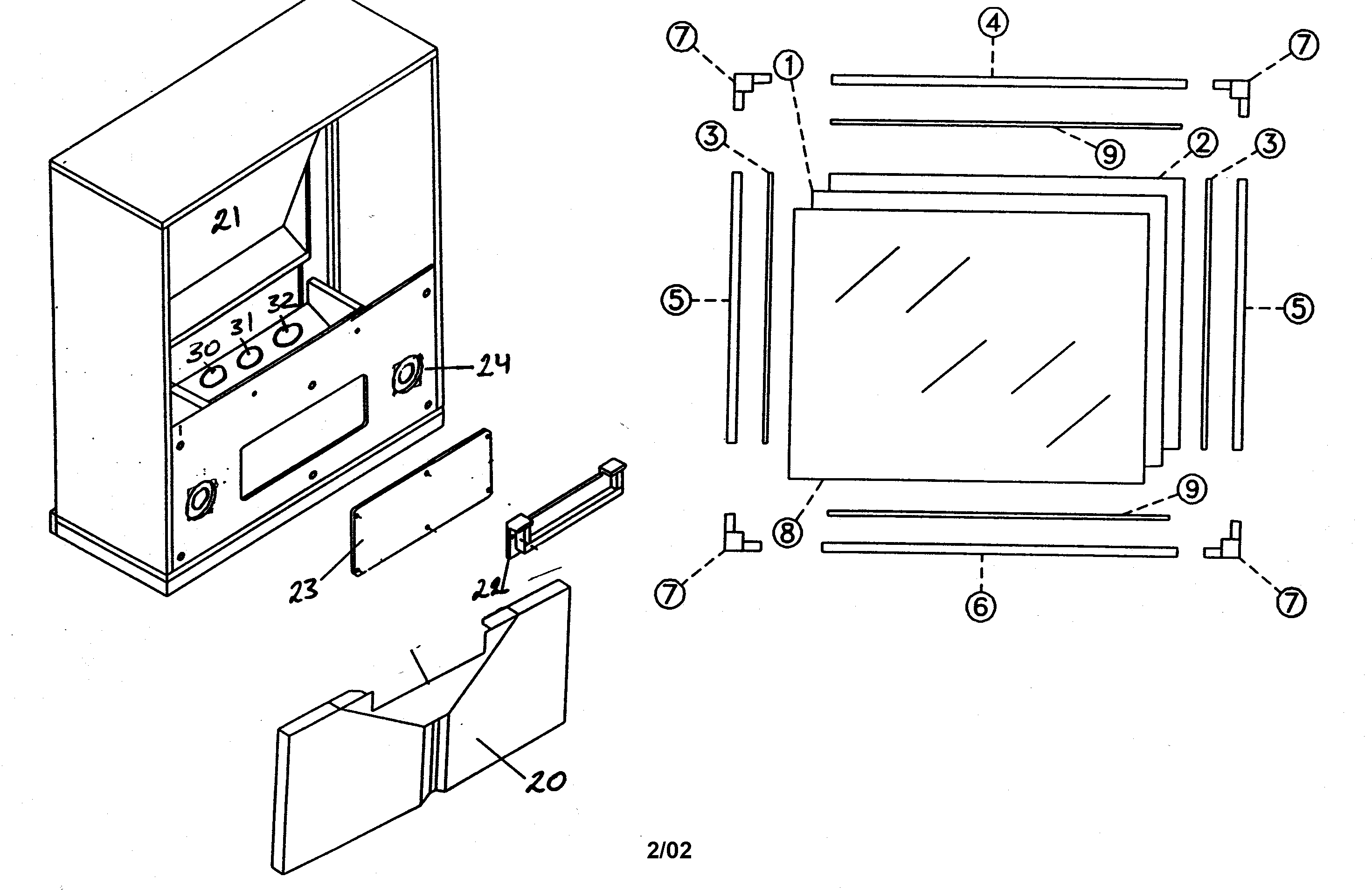 Mitsubishi WS-65869 cabinet parts diagram
