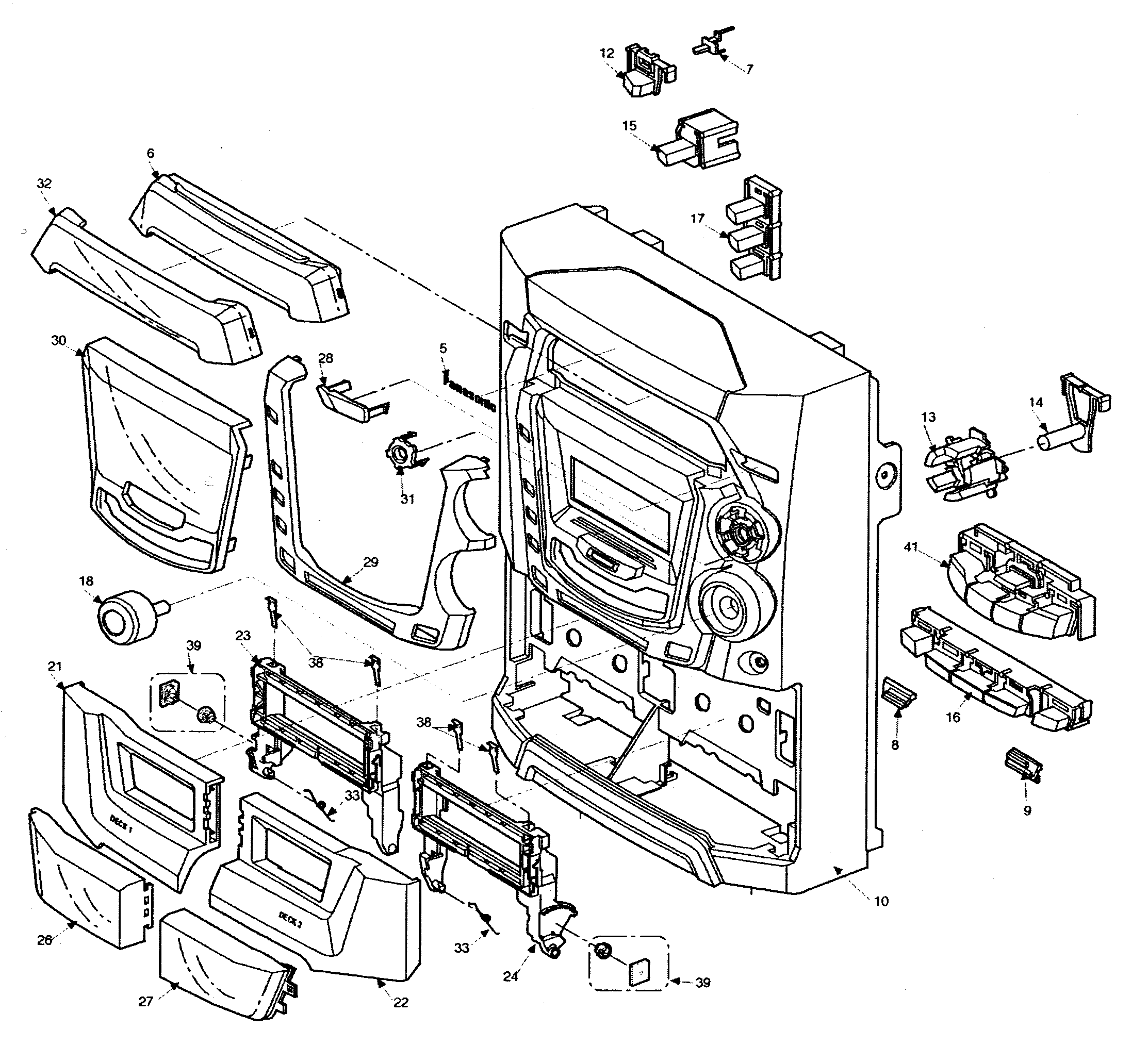 Panasonic SA-AK300 cabinet parts diagram