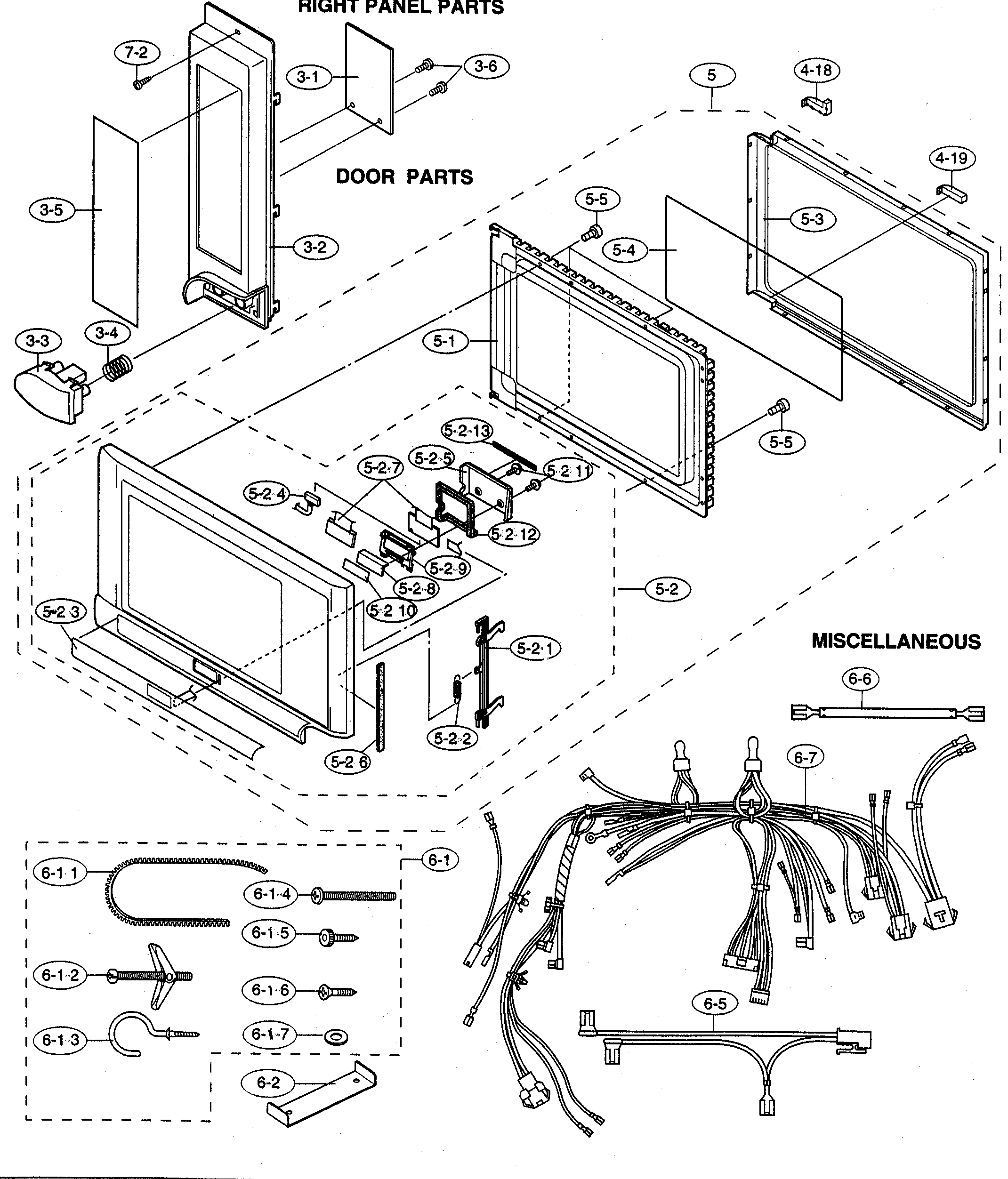 Sharp R-1200 rt panel/door parts/miscellaneous diagram