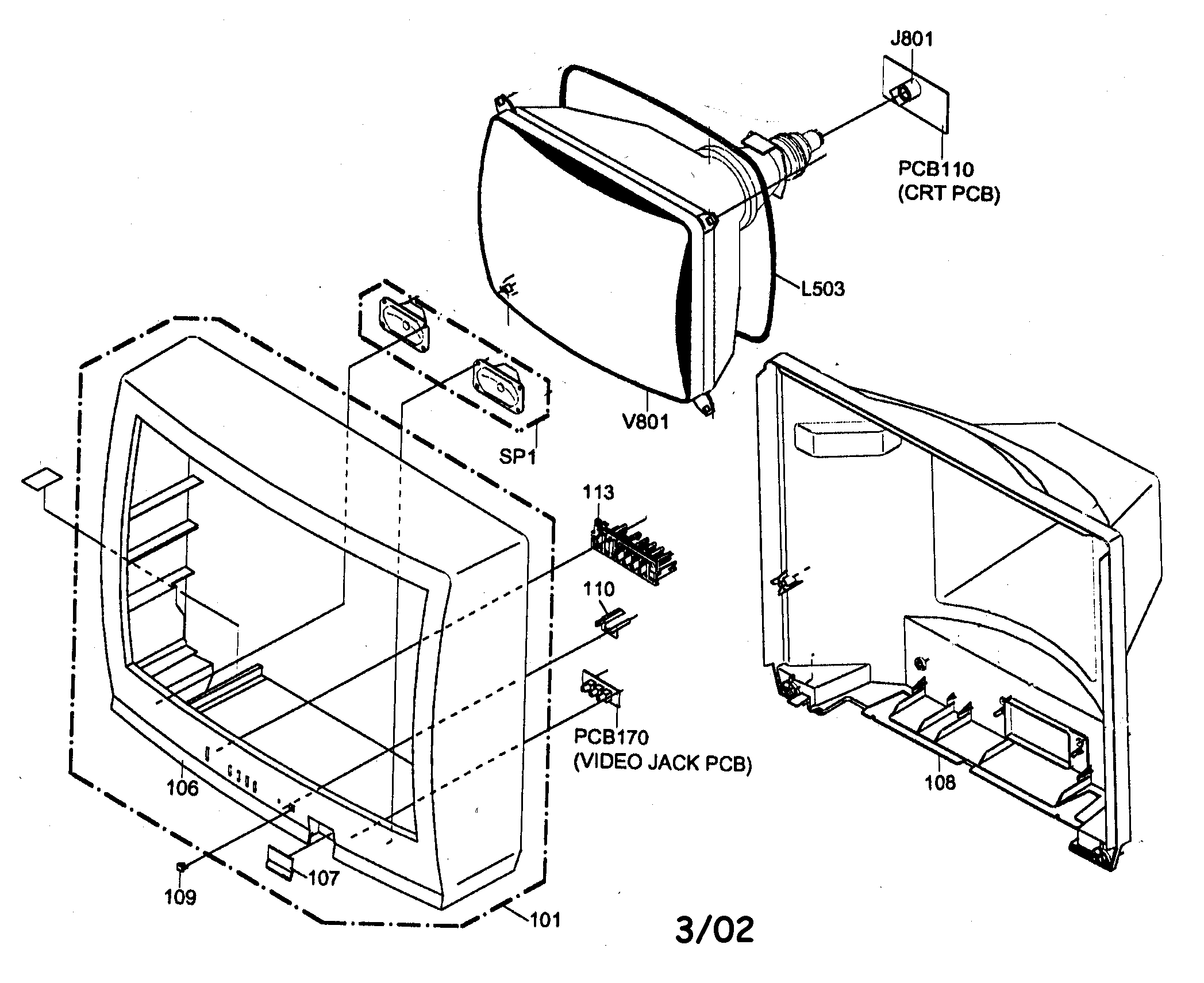 Toshiba 29AS41 cabinet parts diagram