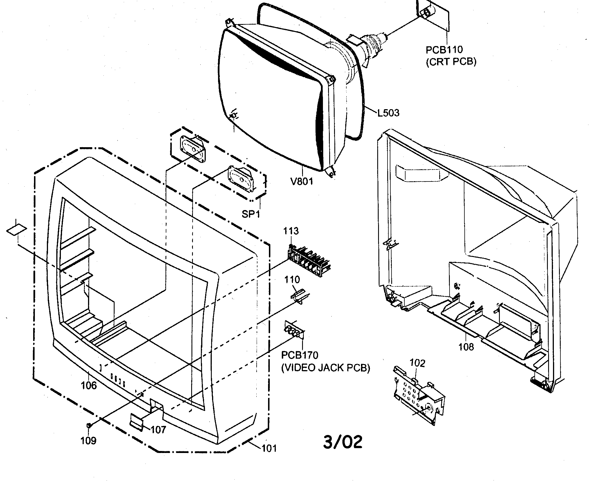 Toshiba 27A51 cabinet parts diagram