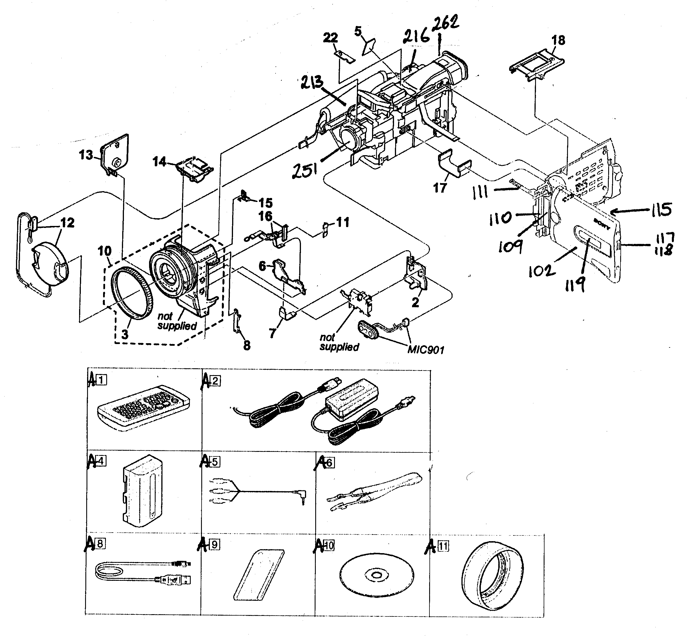 Sony DCR-TRV30 cabinet parts diagram
