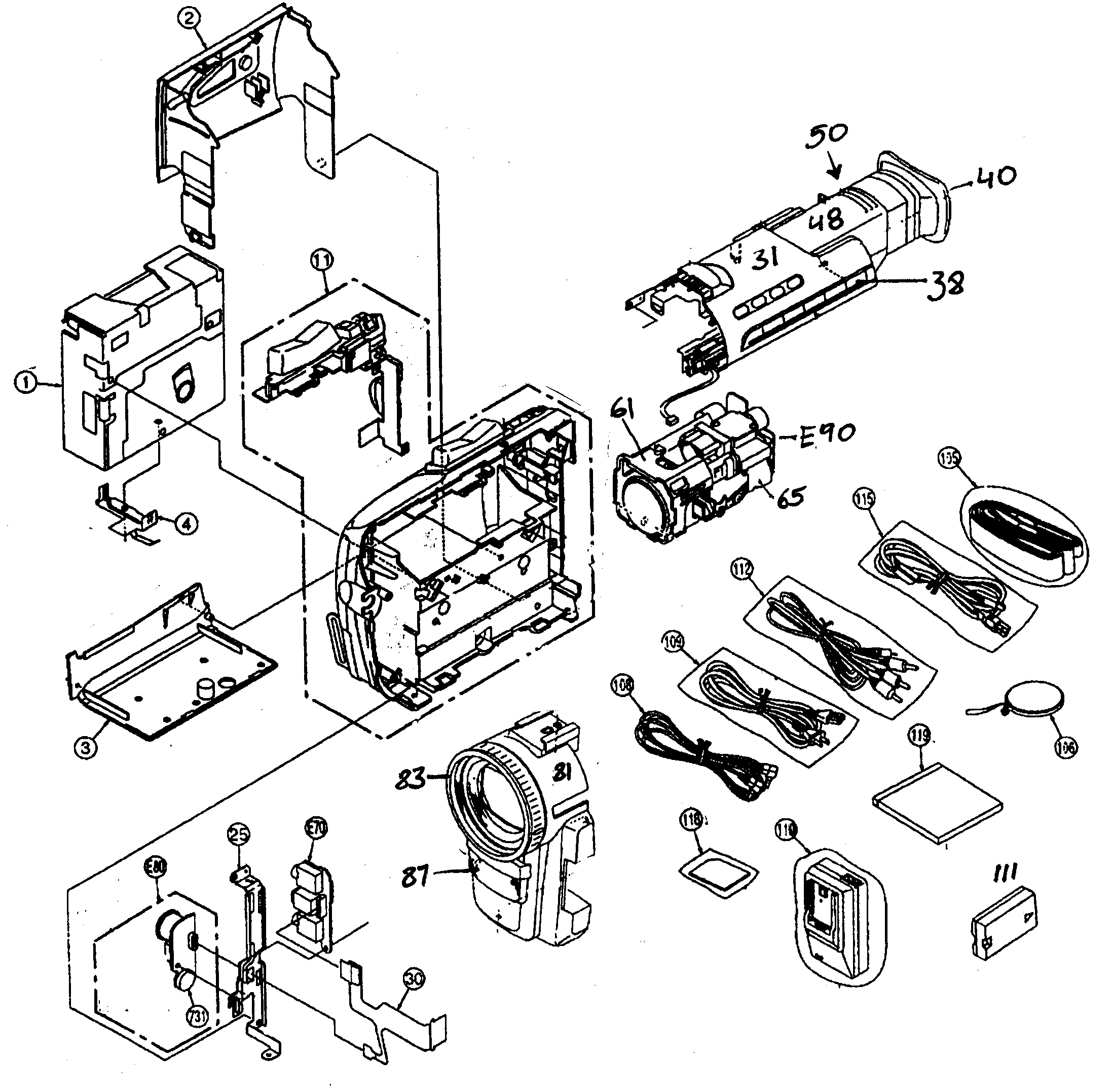 Panasonic PV-DV51 cabinet parts diagram