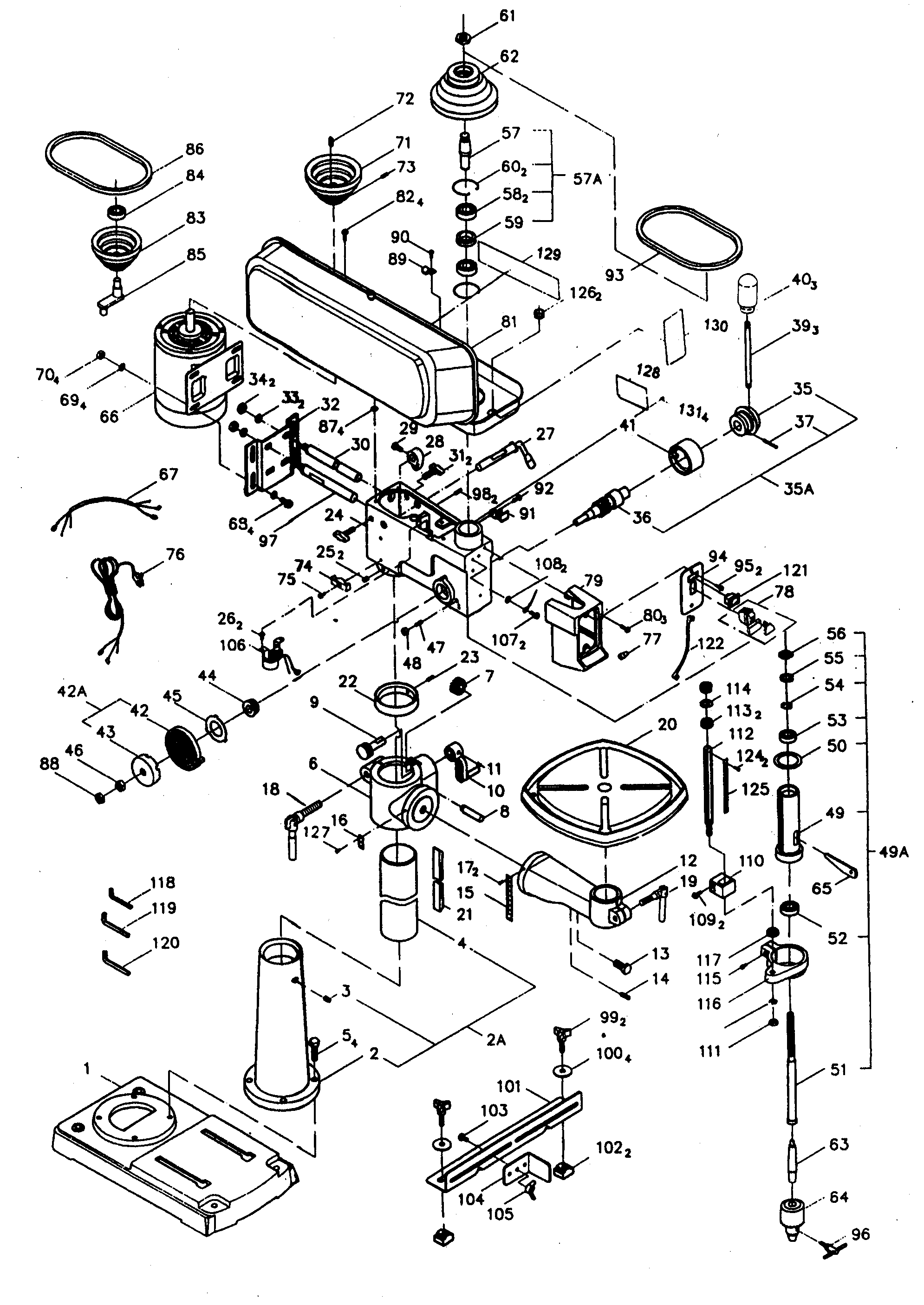 Craftsman 137273550 drill press diagram