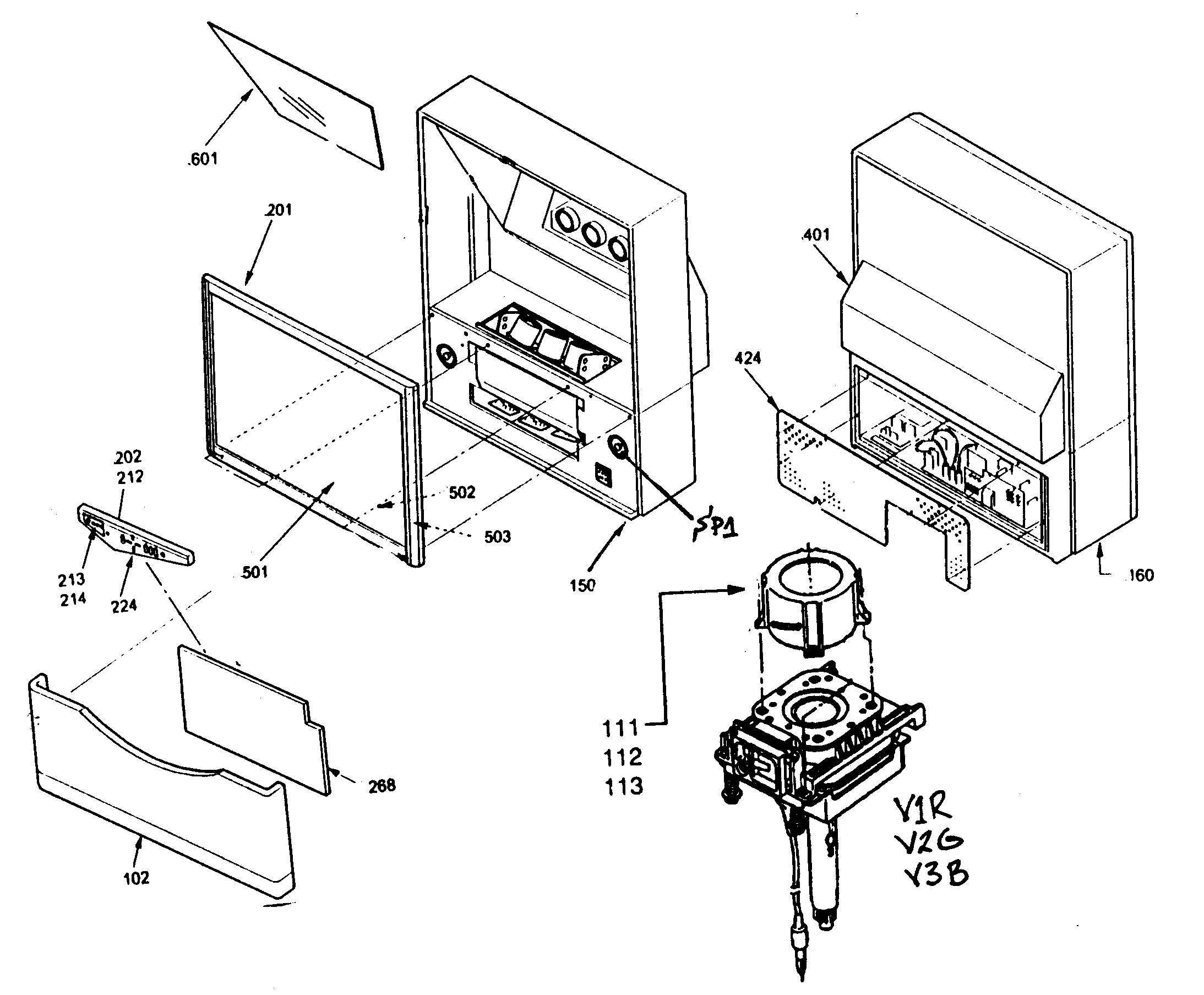 Toshiba 50A61 cabinet parts diagram