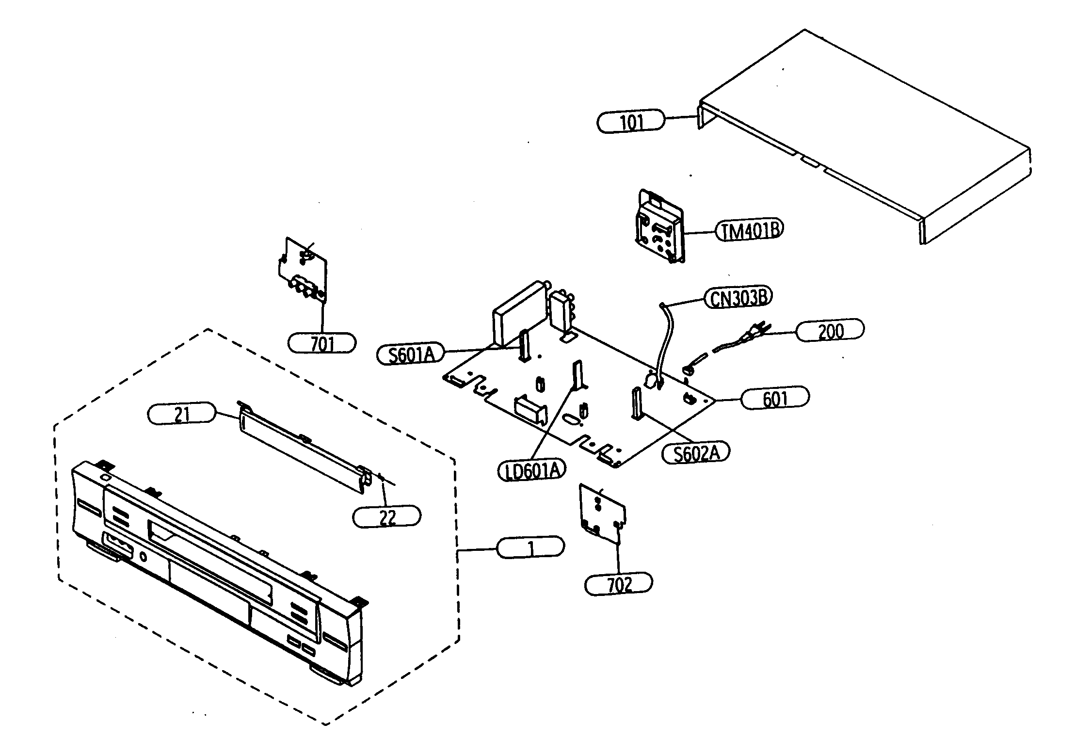 Toshiba W-614S cabinet parts diagram