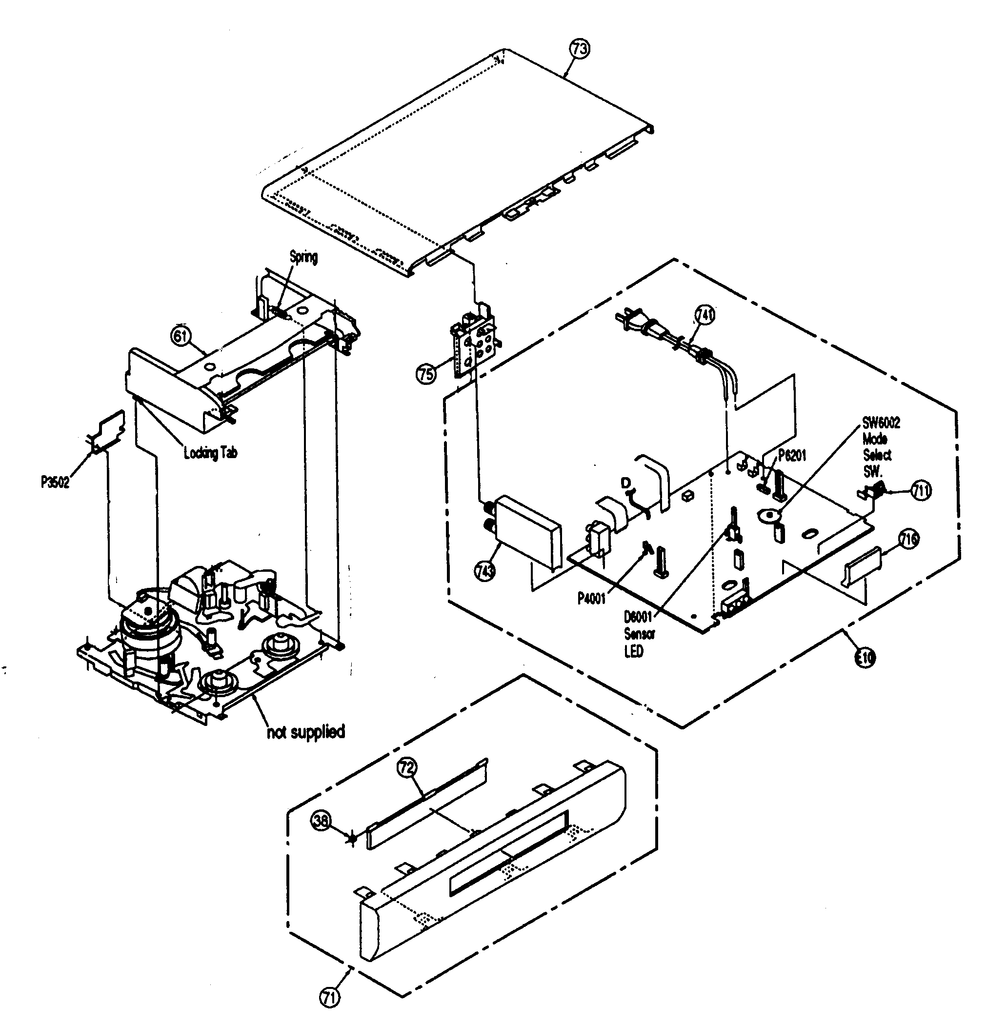 Panasonic PV-V4612S cabinet parts diagram