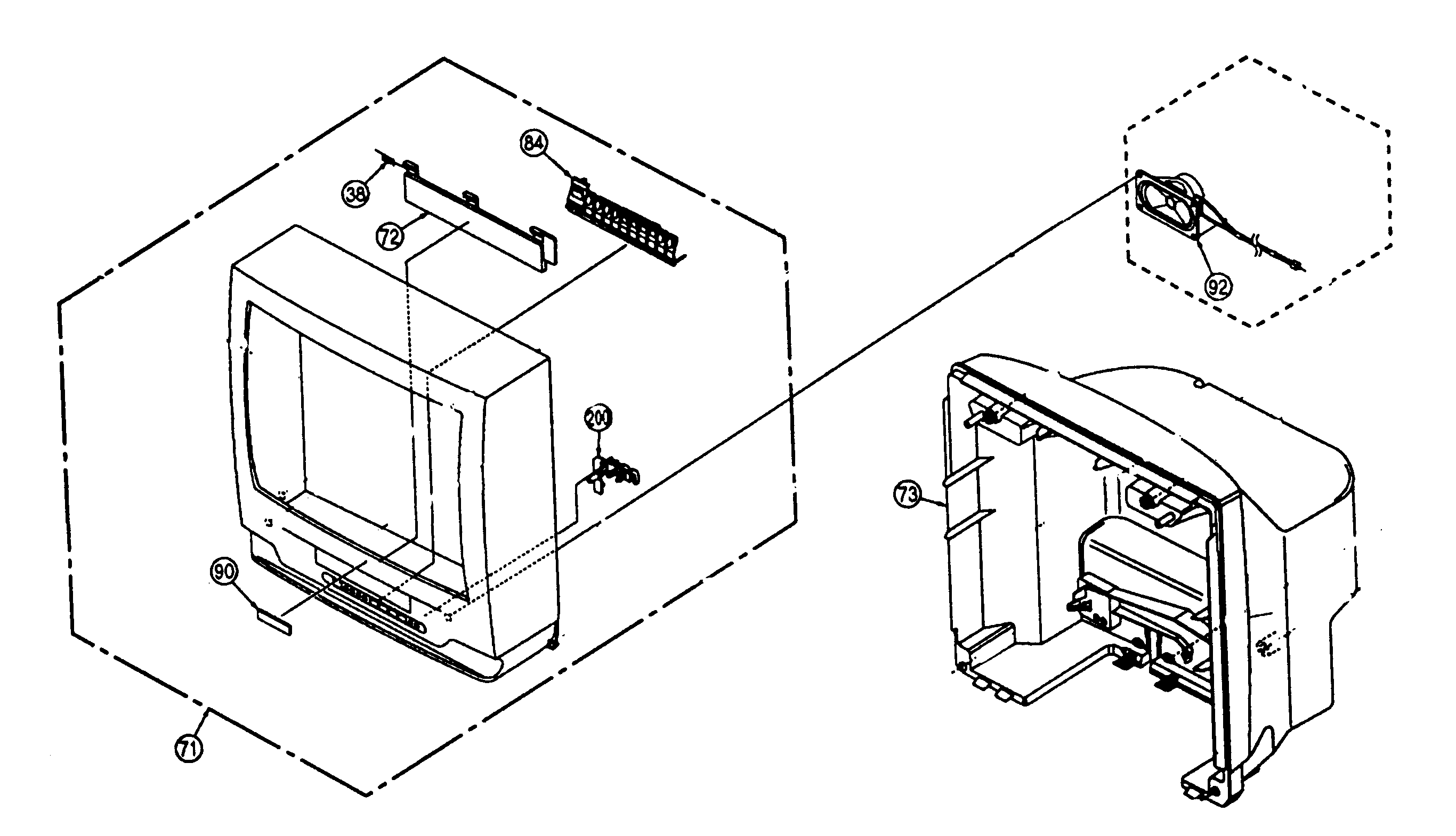 Panasonic VV-1302 cabinet parts diagram