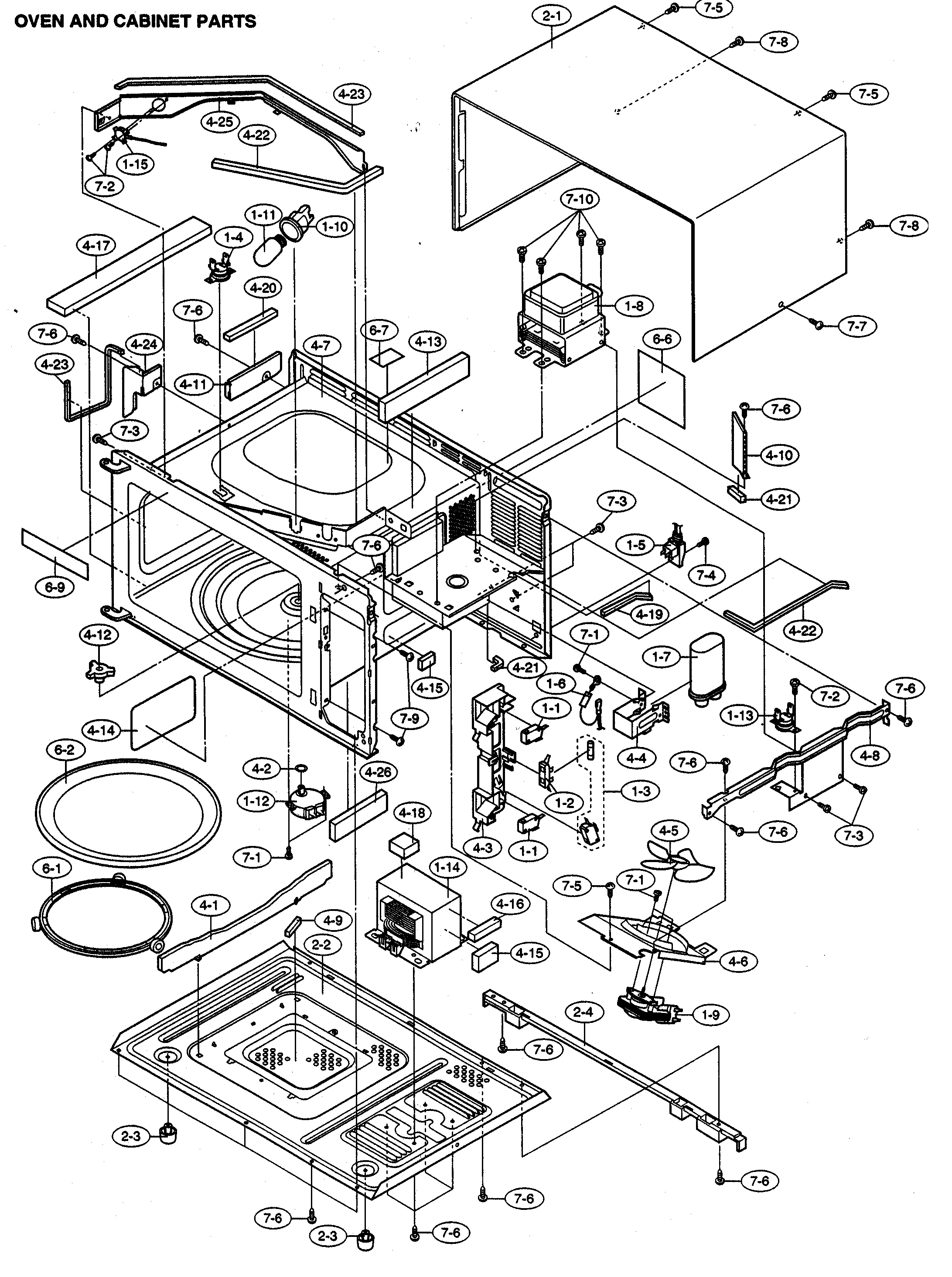 Sharp R-330EK oven/cabinet parts diagram