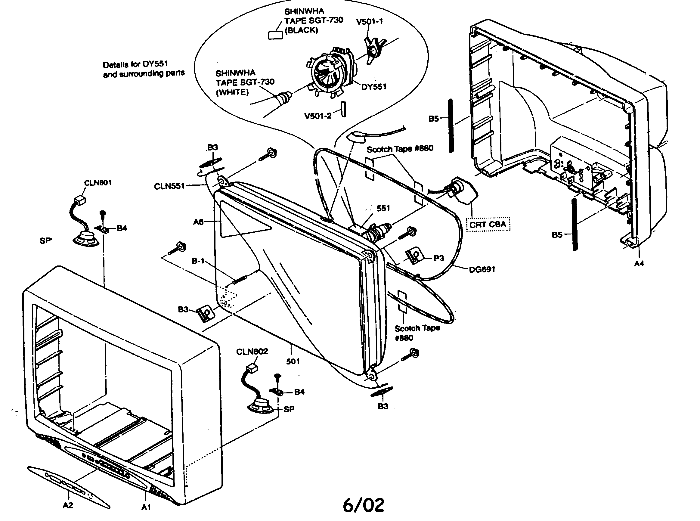 Sylvania SRT2227S cabinet parts diagram