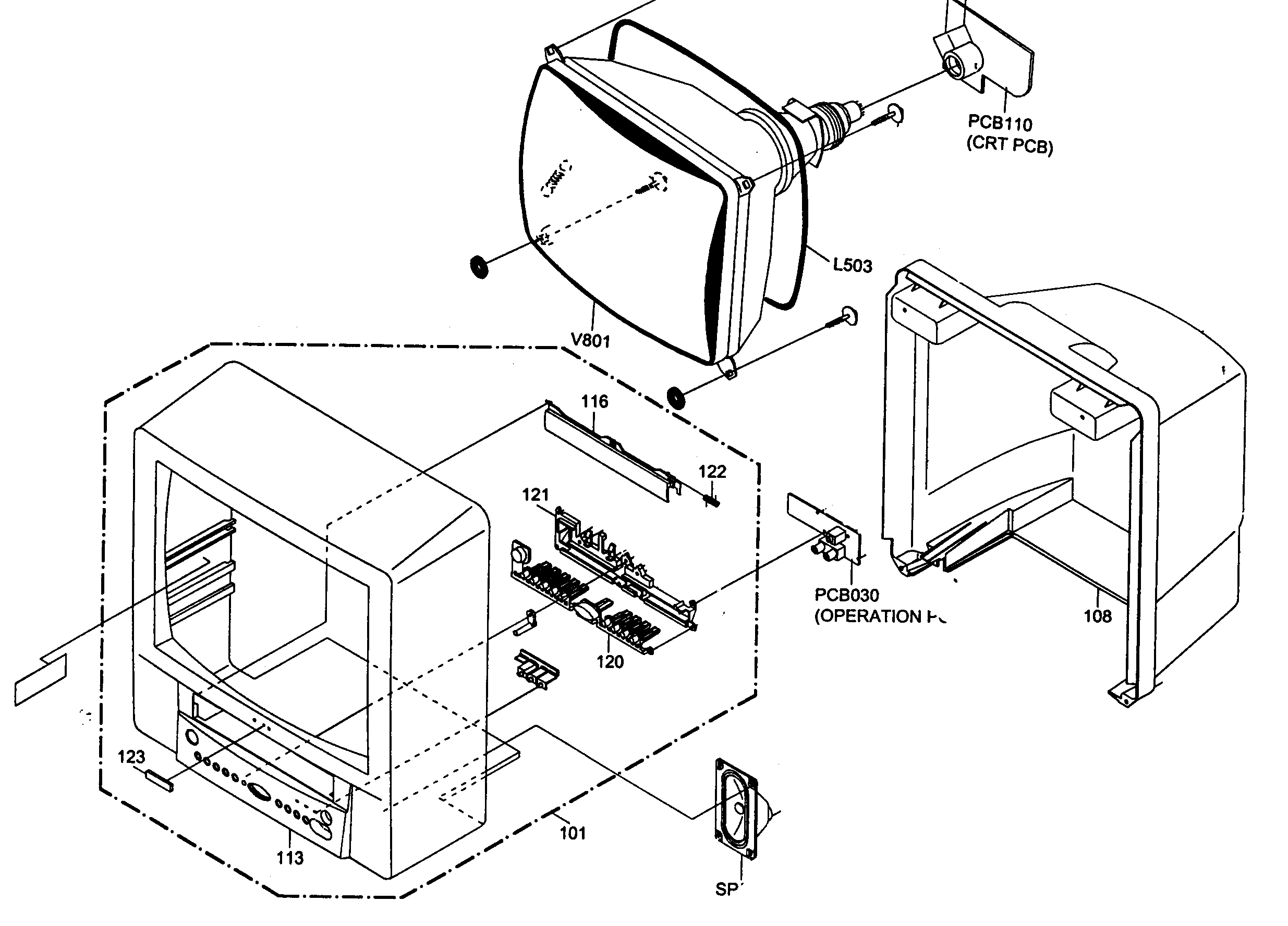Toshiba MV13LS cabinet parts diagram
