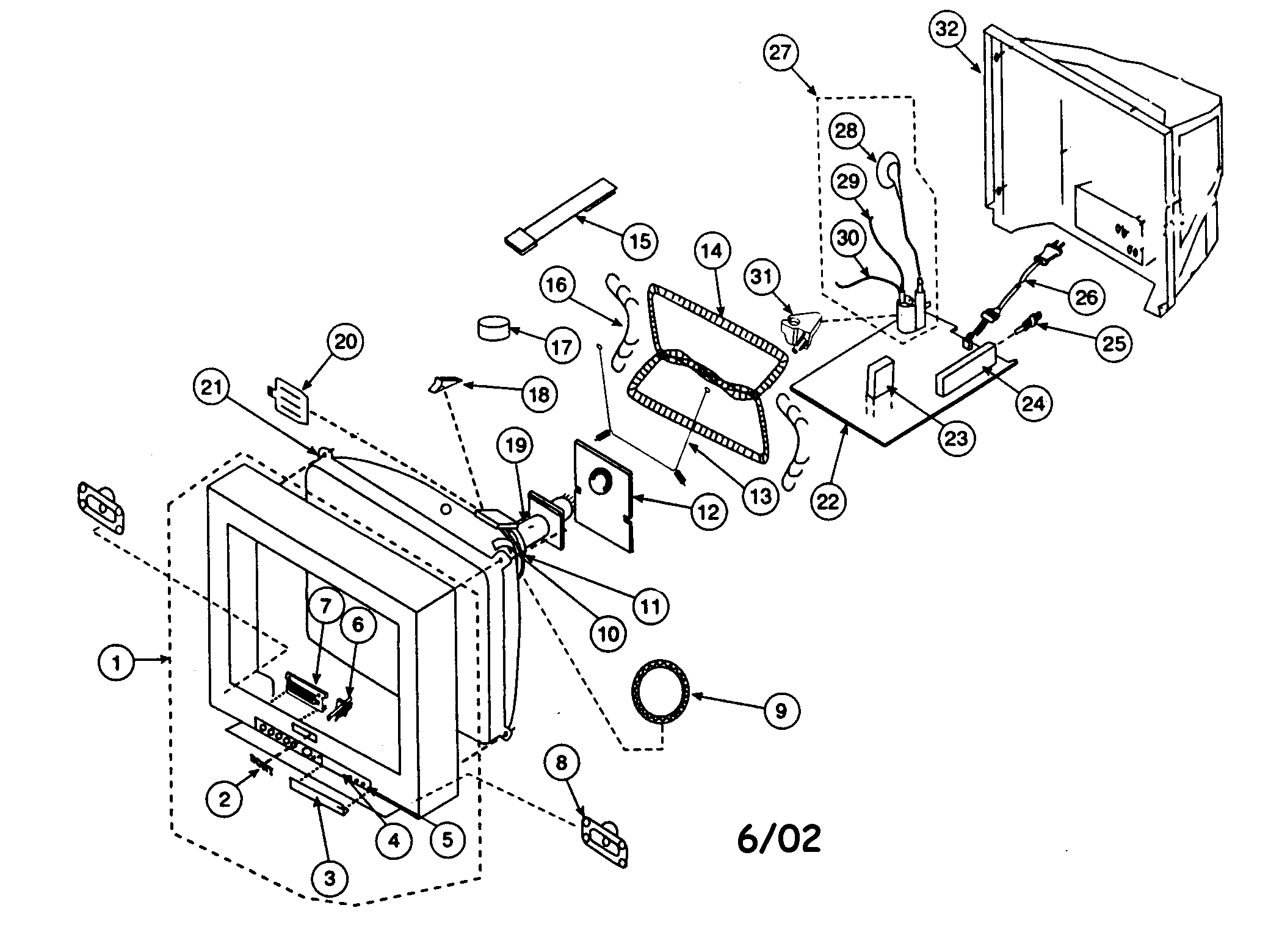 Sony KV-20FS100 cabinet parts diagram