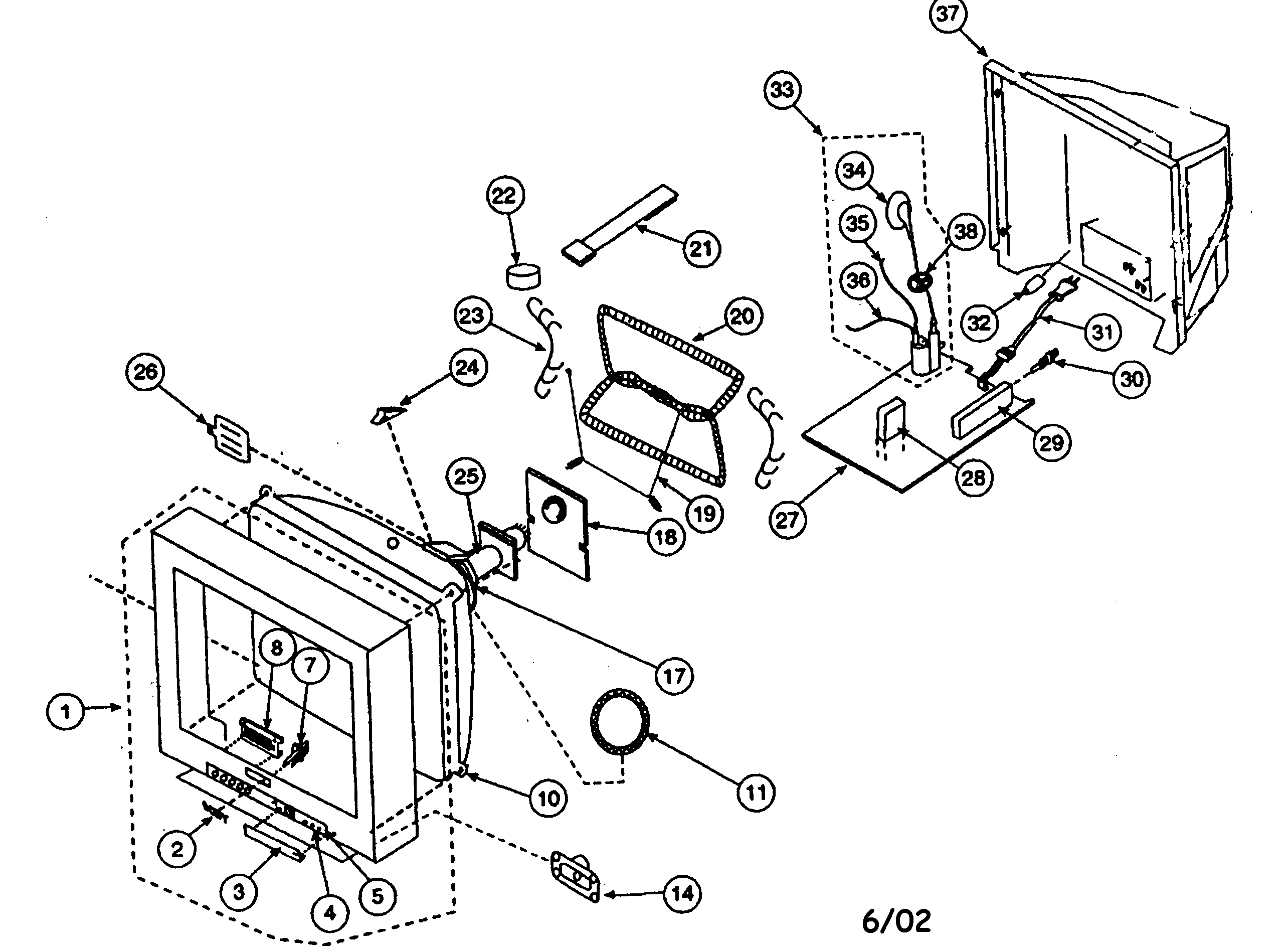 Sony KV-24FS100 cabinet parts diagram