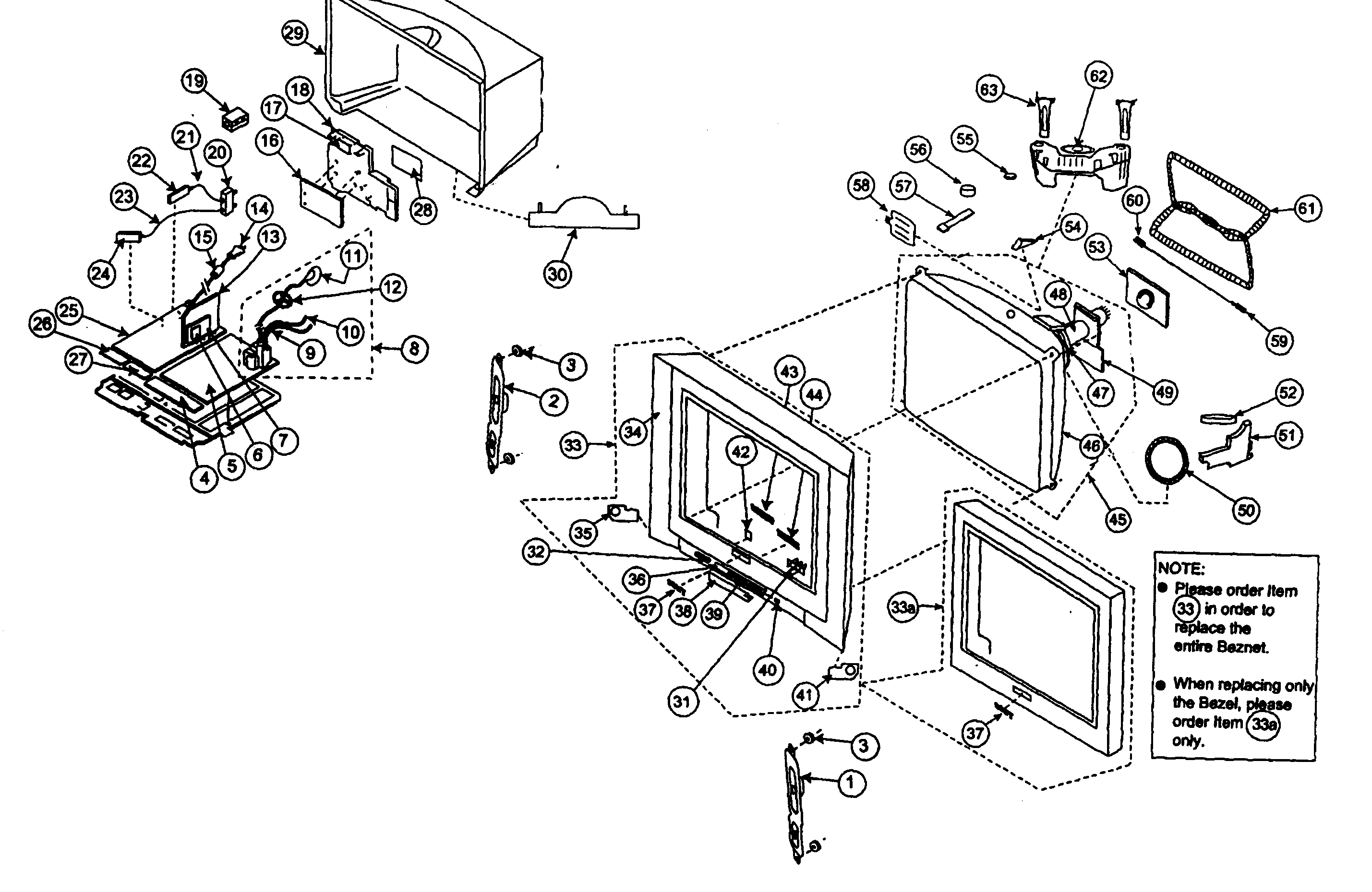 Sony KV-36XBR800 cabinet parts diagram