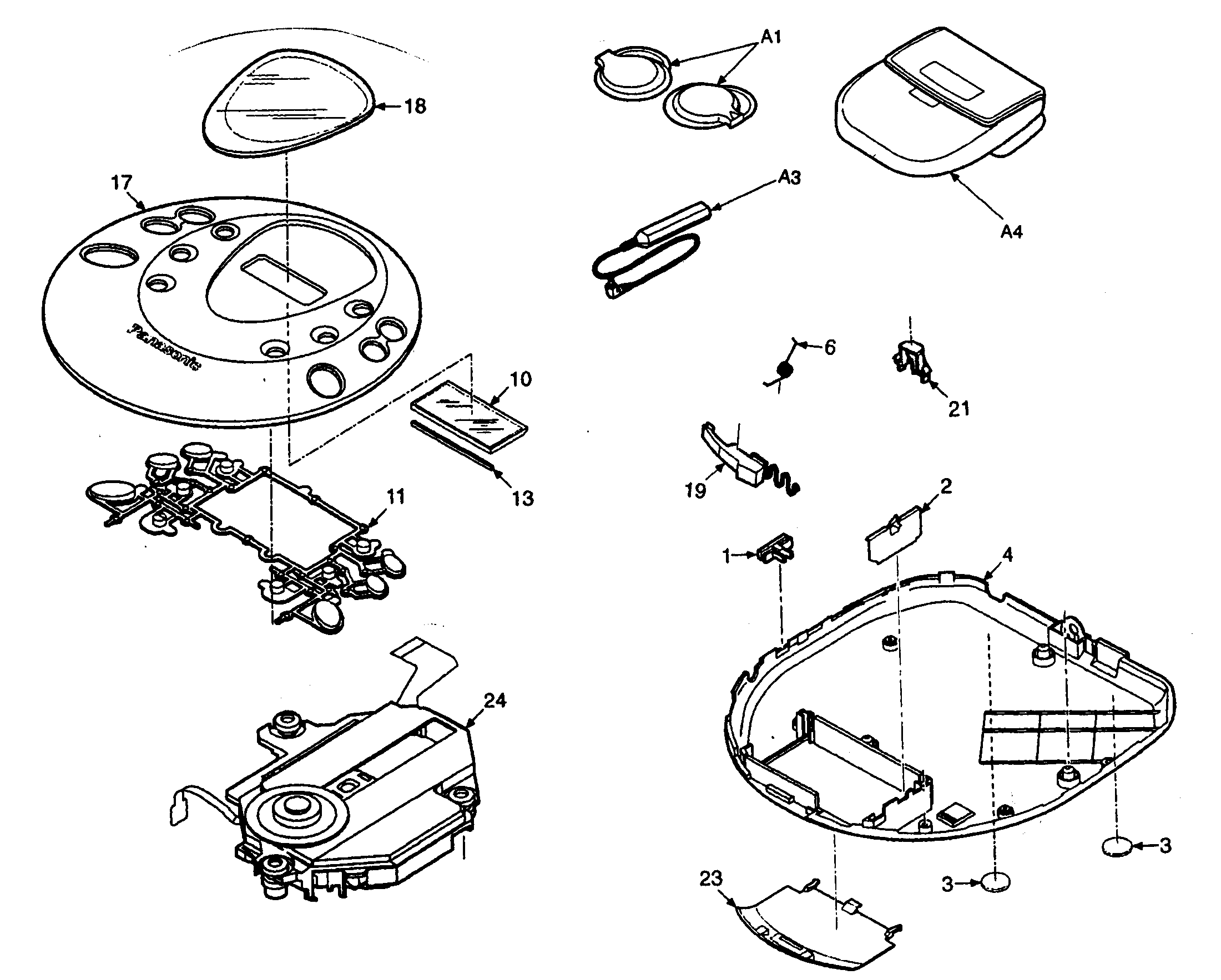 Panasonic SL-SV600JP cabinet parts diagram