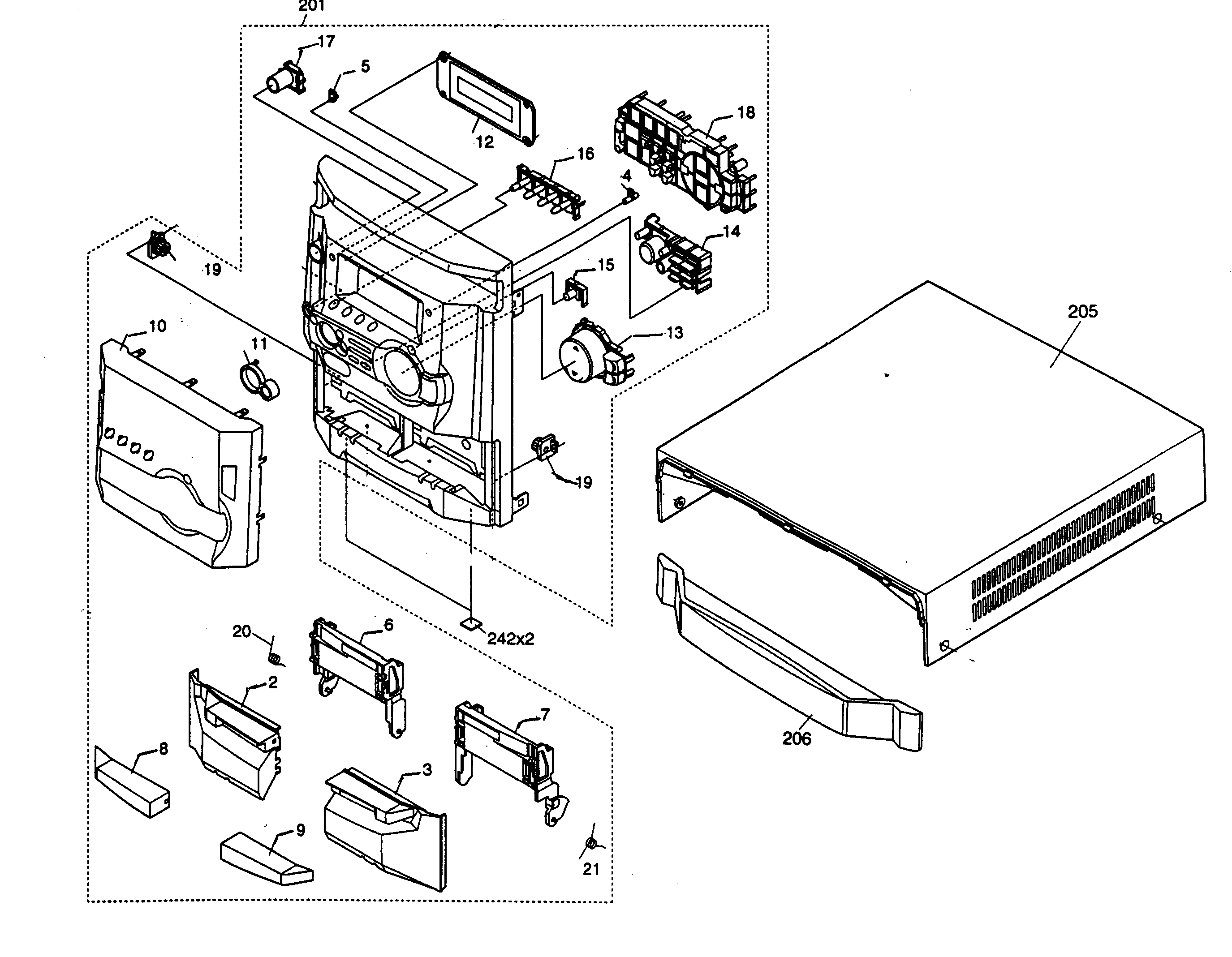Sharp CD-XP300 cabinet parts diagram