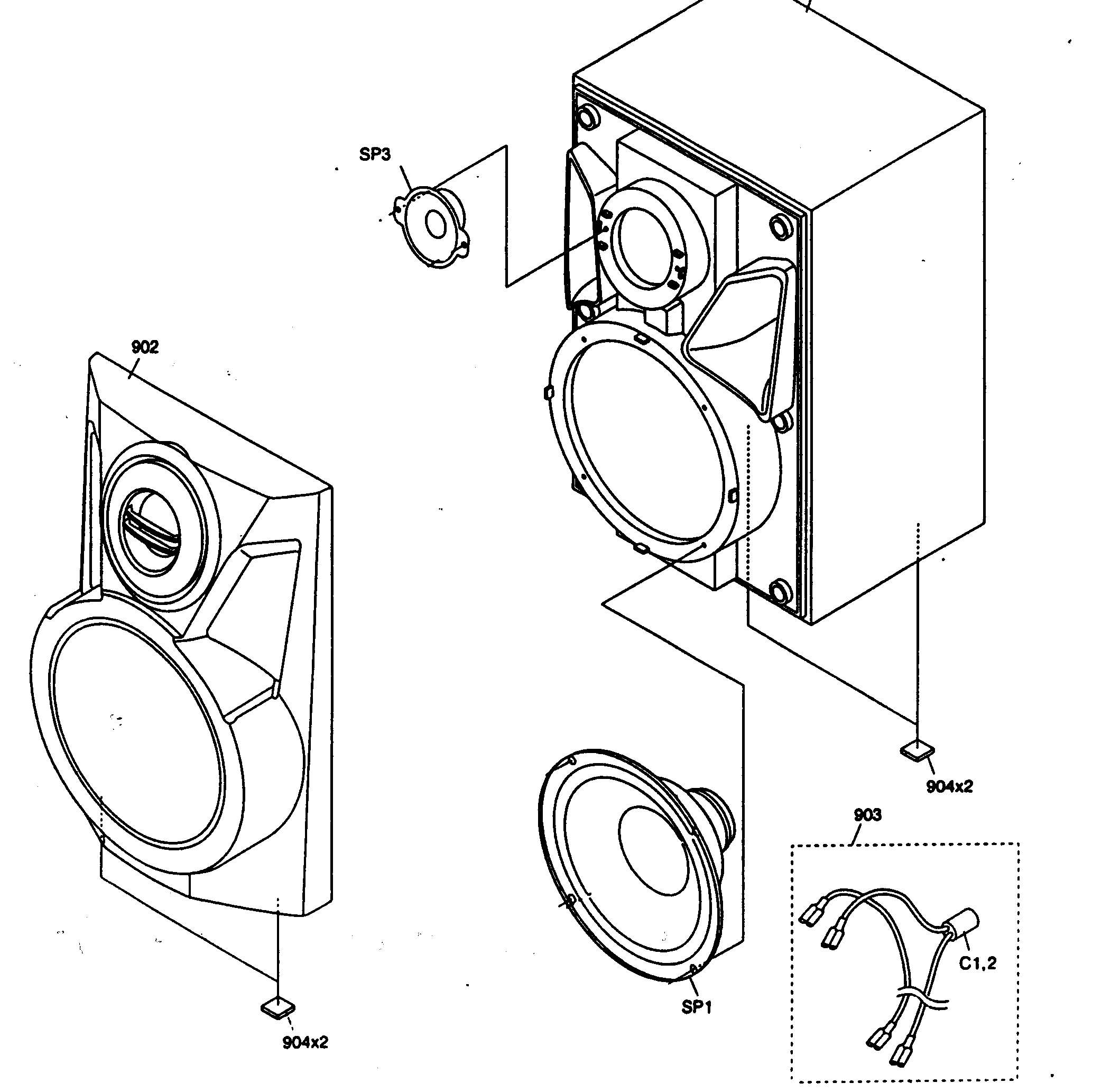 Sharp CD-XP300 speaker,cpxp3300 diagram