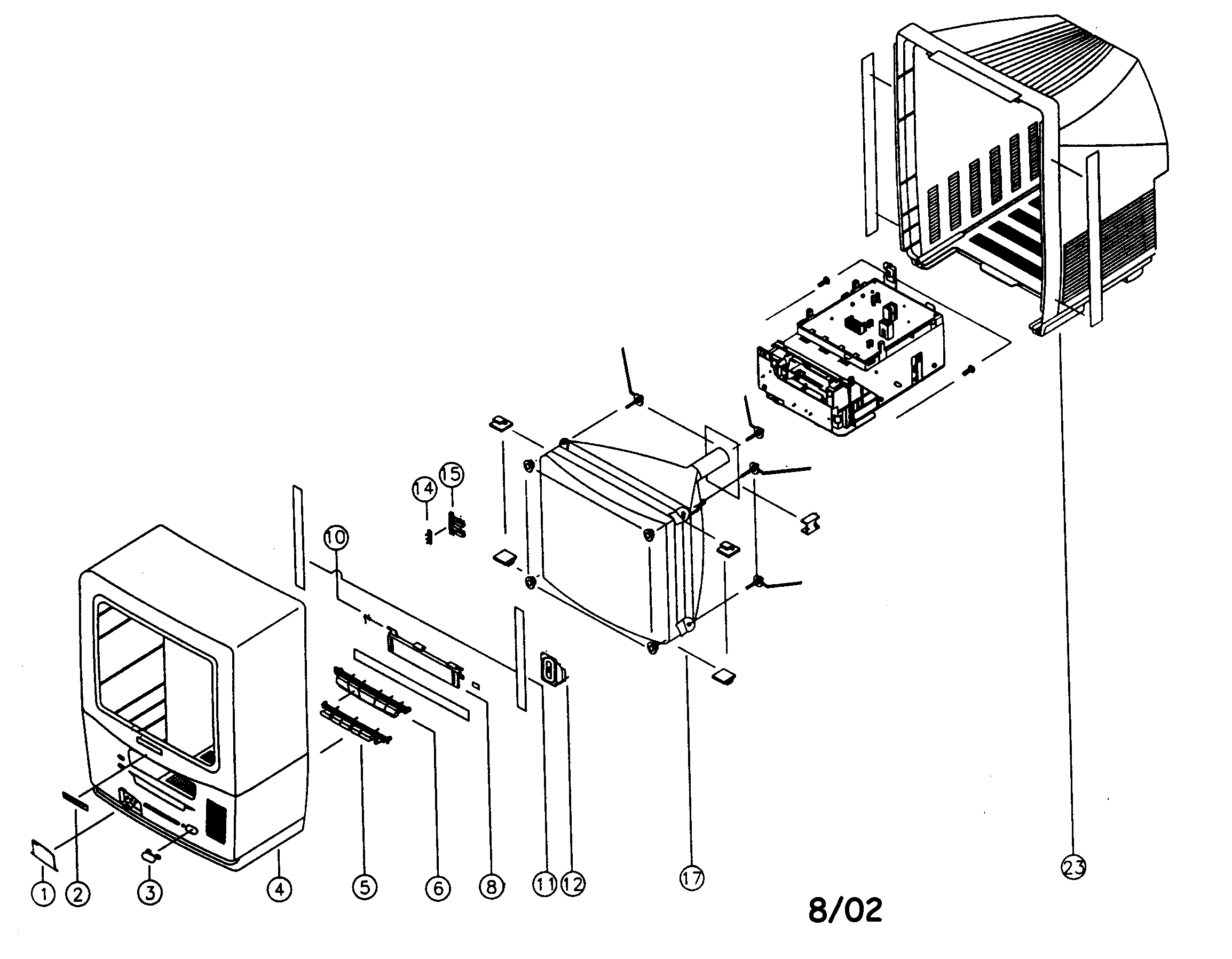 Sony KV-20VM42 cabinet parts diagram