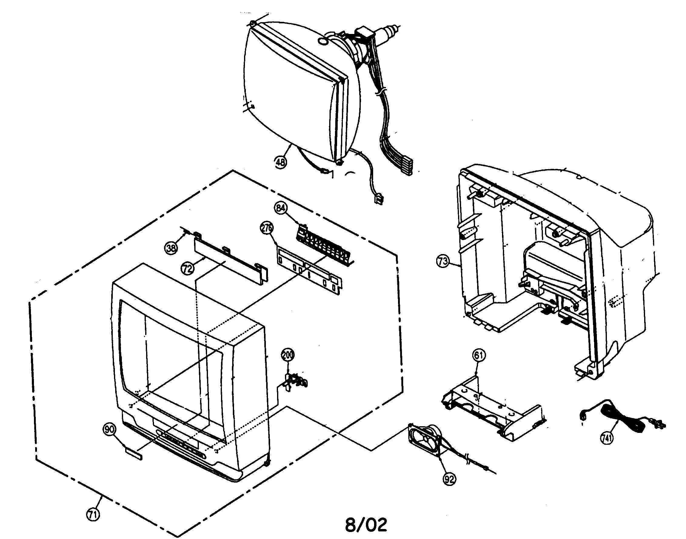 Panasonic PV-C2522-K cabinet parts diagram