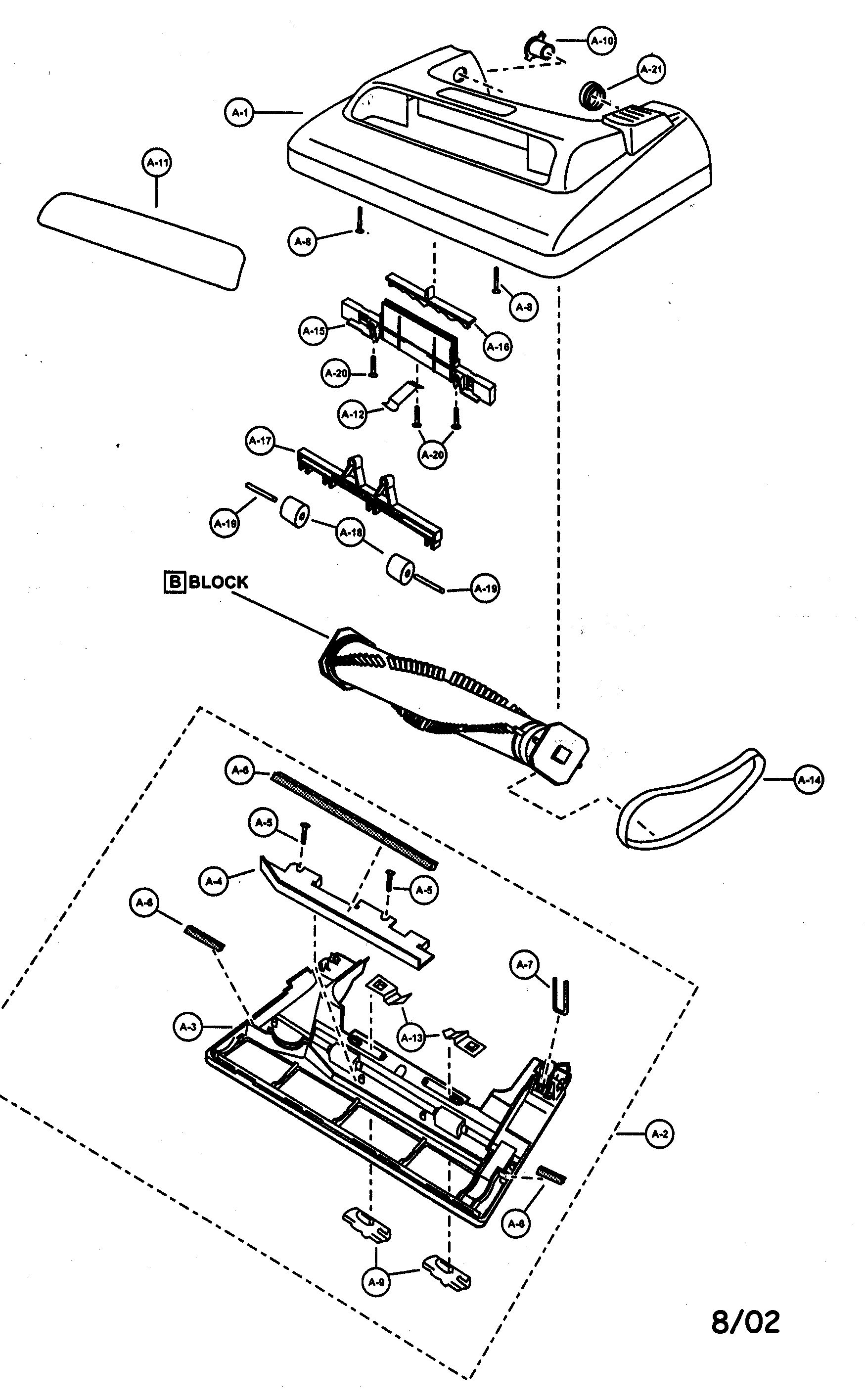 Panasonic MC-V210-01 nozzle housing assy diagram