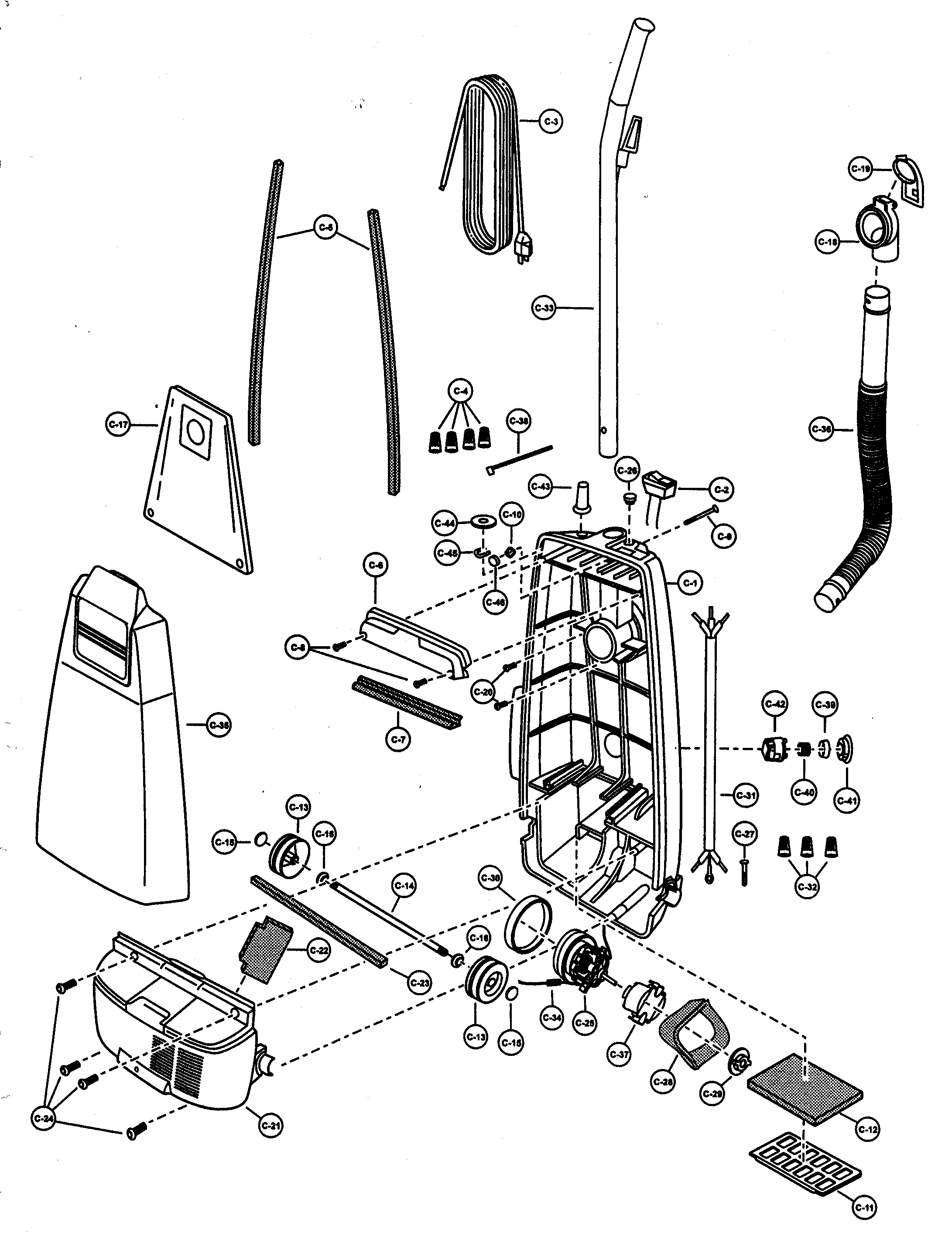 Panasonic MC-V210-01 body,motor,housing/motor diagram