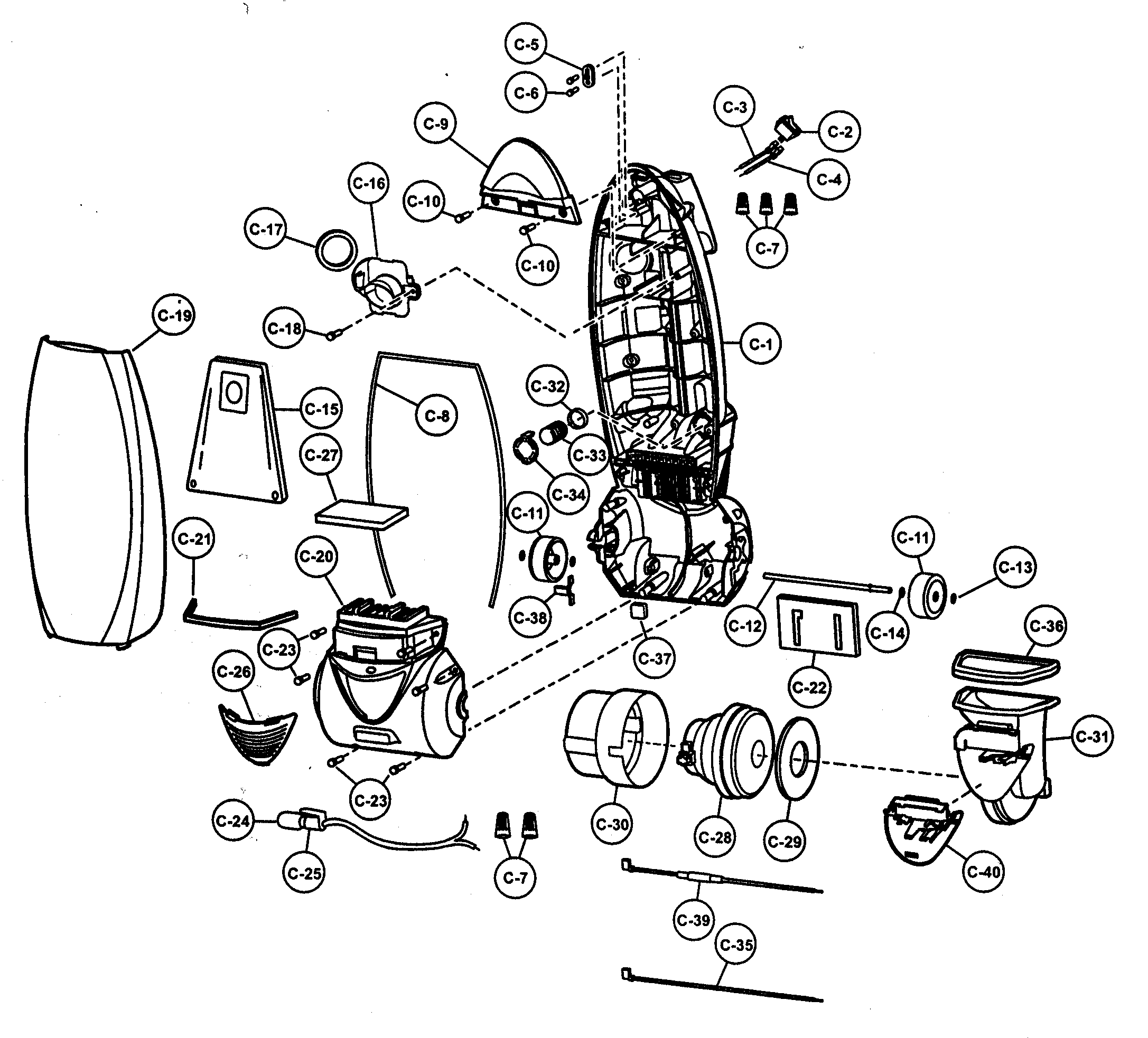 Panasonic MC-V7521-00 motor housing,motor/body diagram