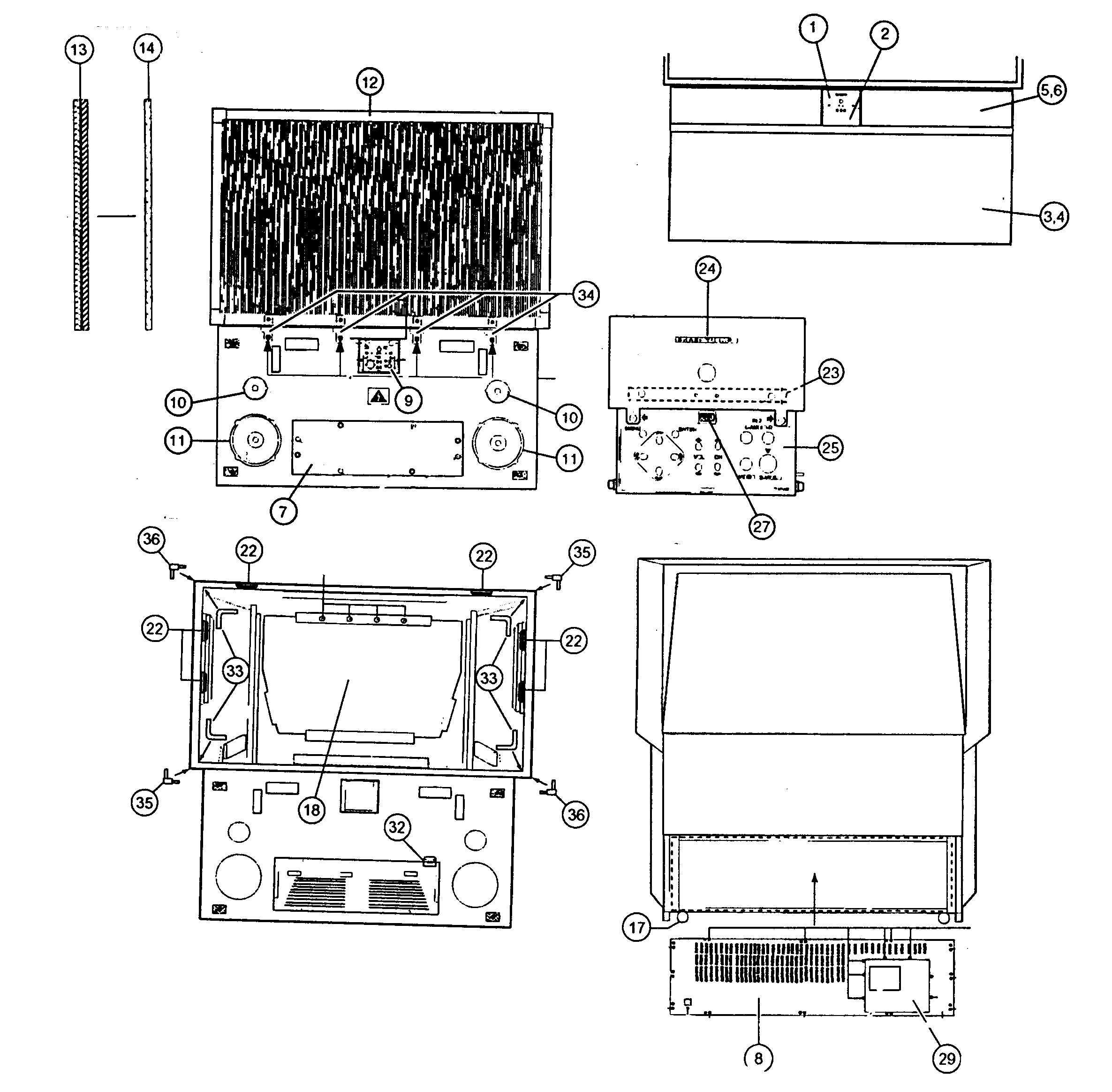 Sharp 61U-WP7H cabinet parts diagram