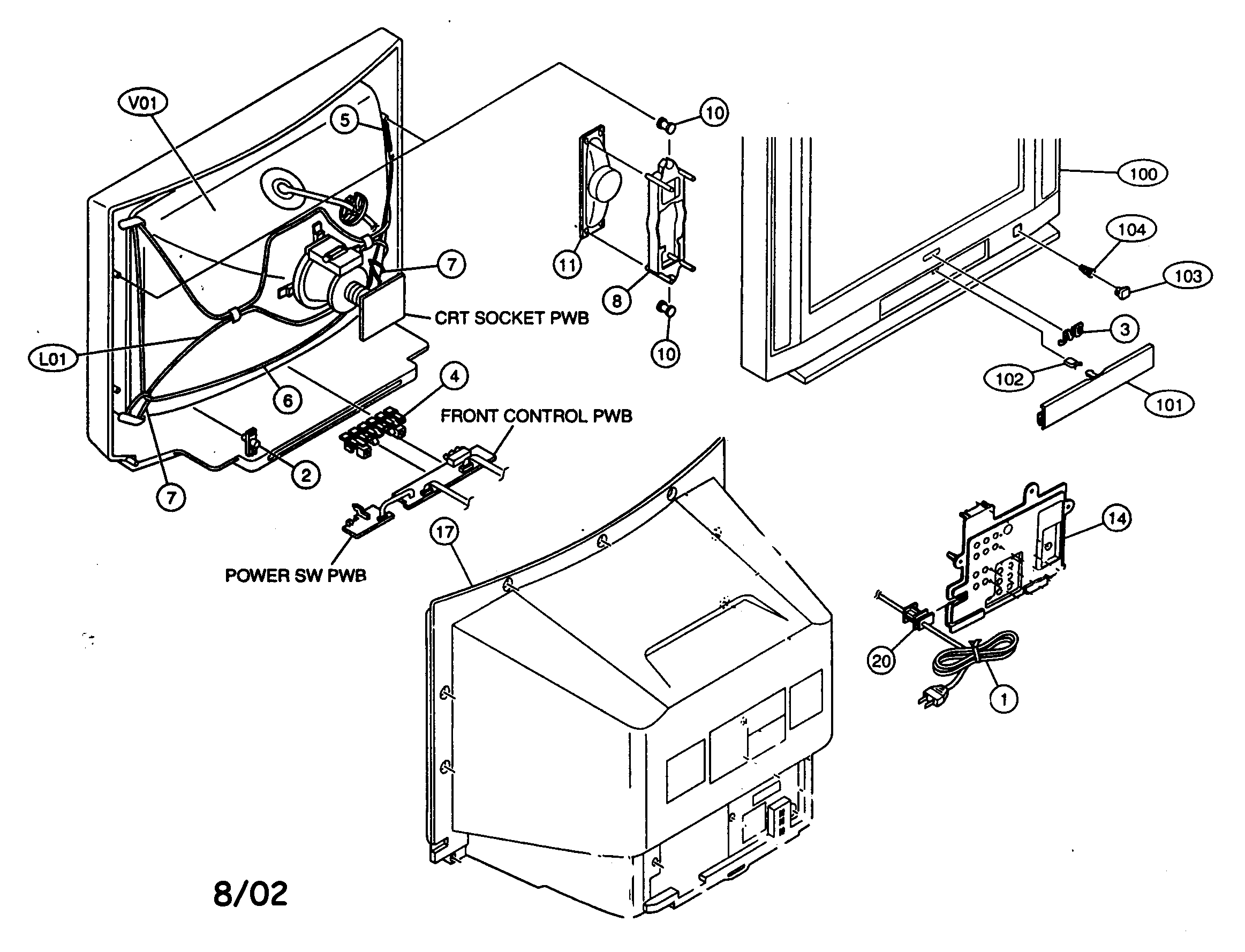 JVC AV-36F802 cabinet parts diagram