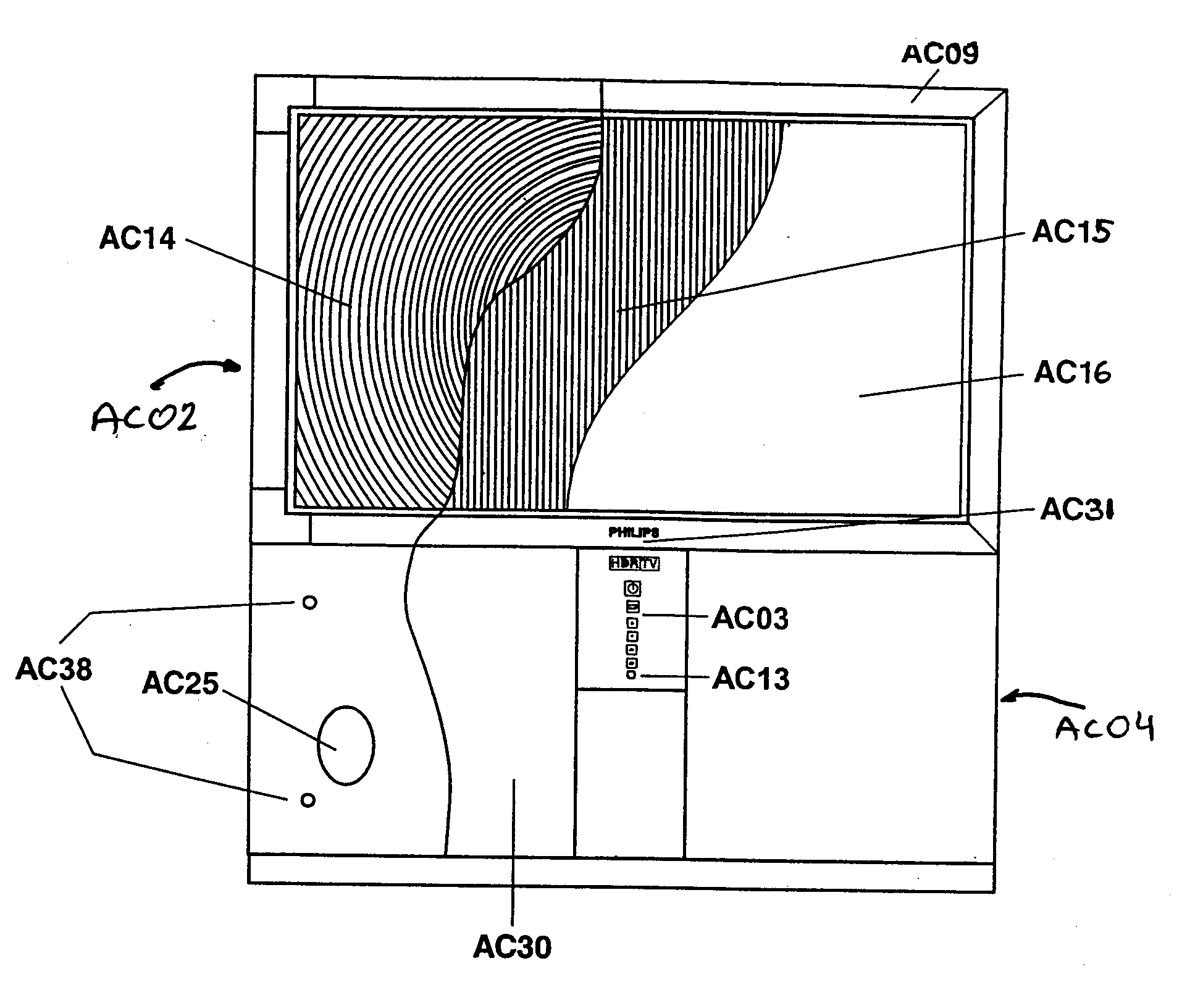 Philips 55PP935217 cabinet parts diagram