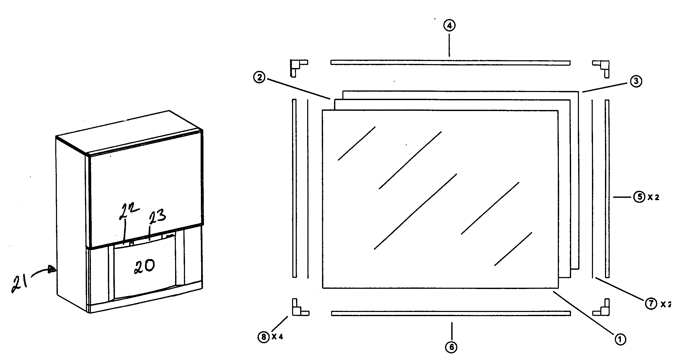 Mitsubishi VS-70803 cabinet parts diagram