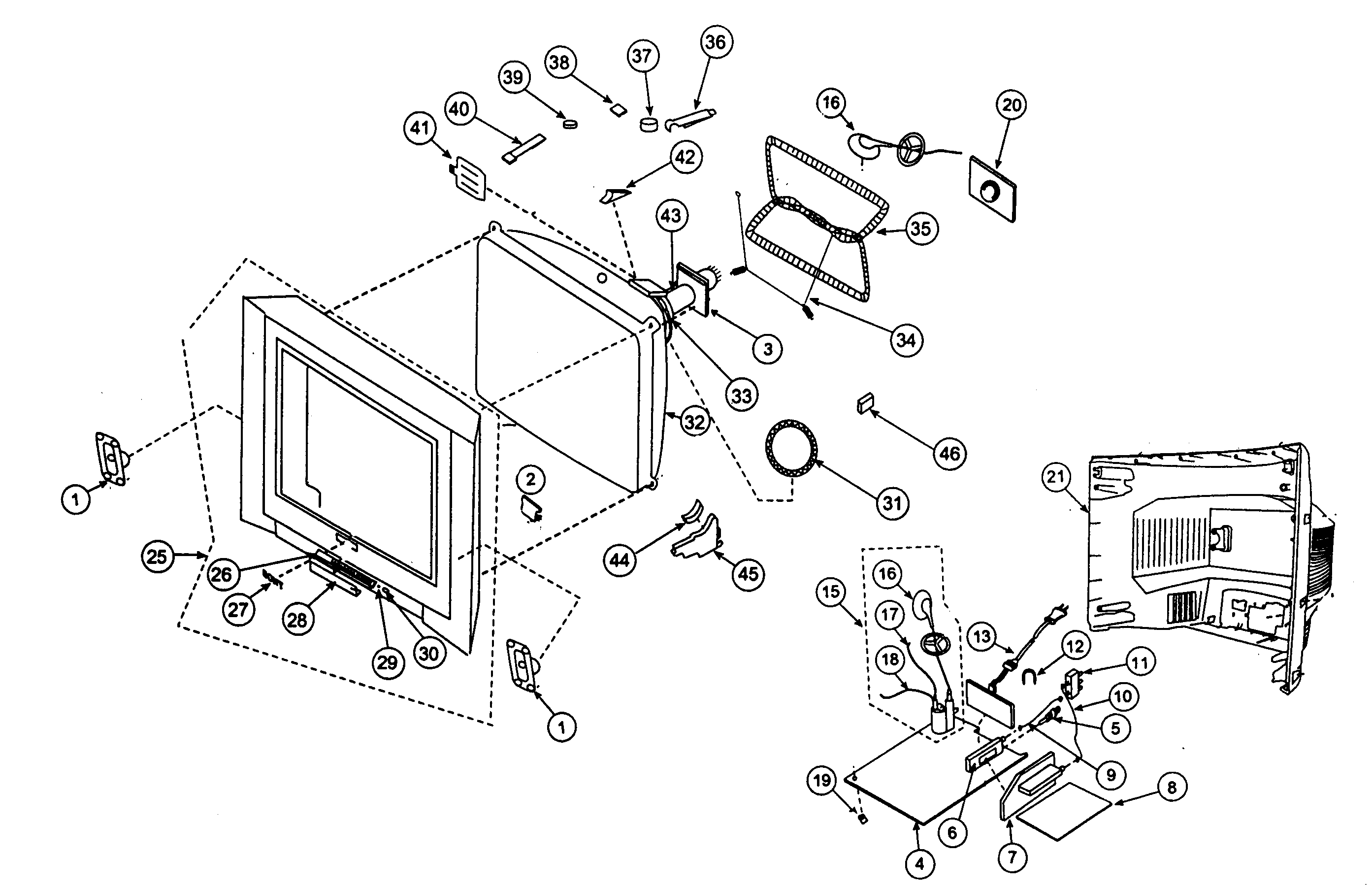 Sony KV-27FS200 cabinet parts diagram