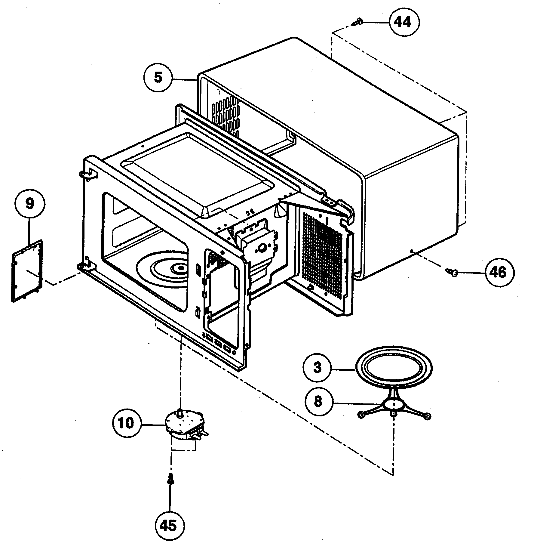 Panasonic NN-S732WL oven cavity parts diagram