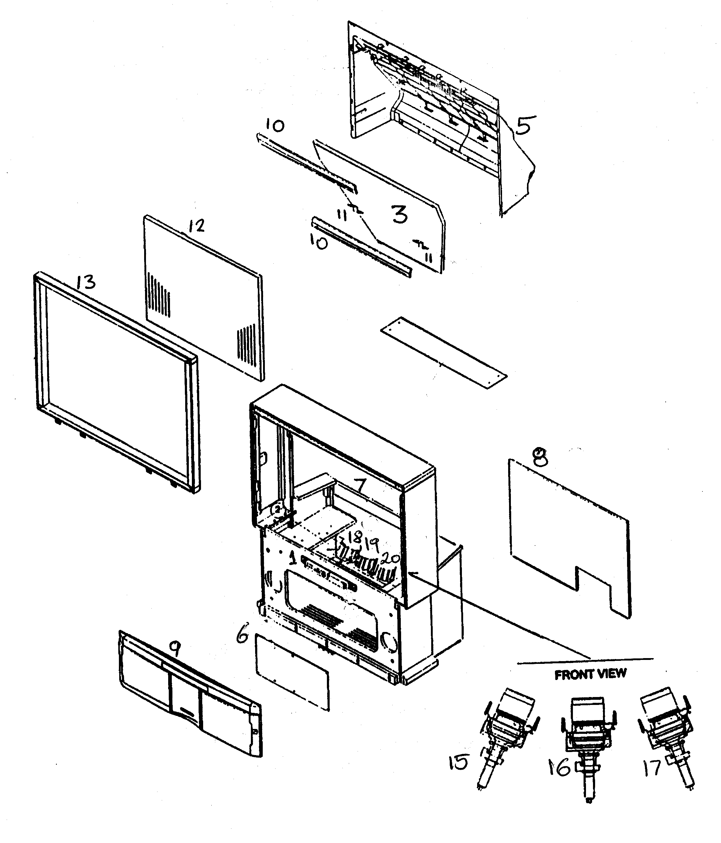 Hitachi 53FDX20B cabinet parts diagram