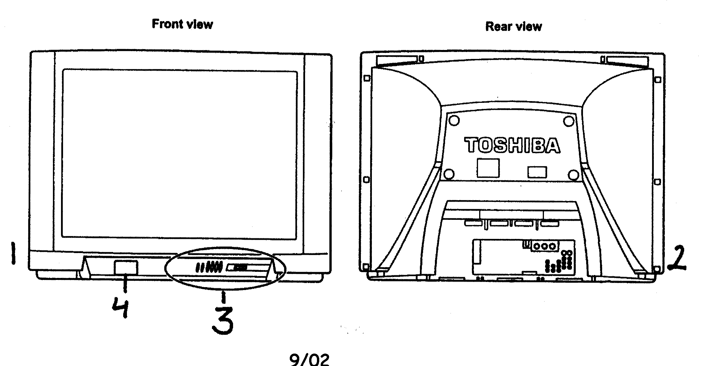 Toshiba 36A12 cabinet parts diagram
