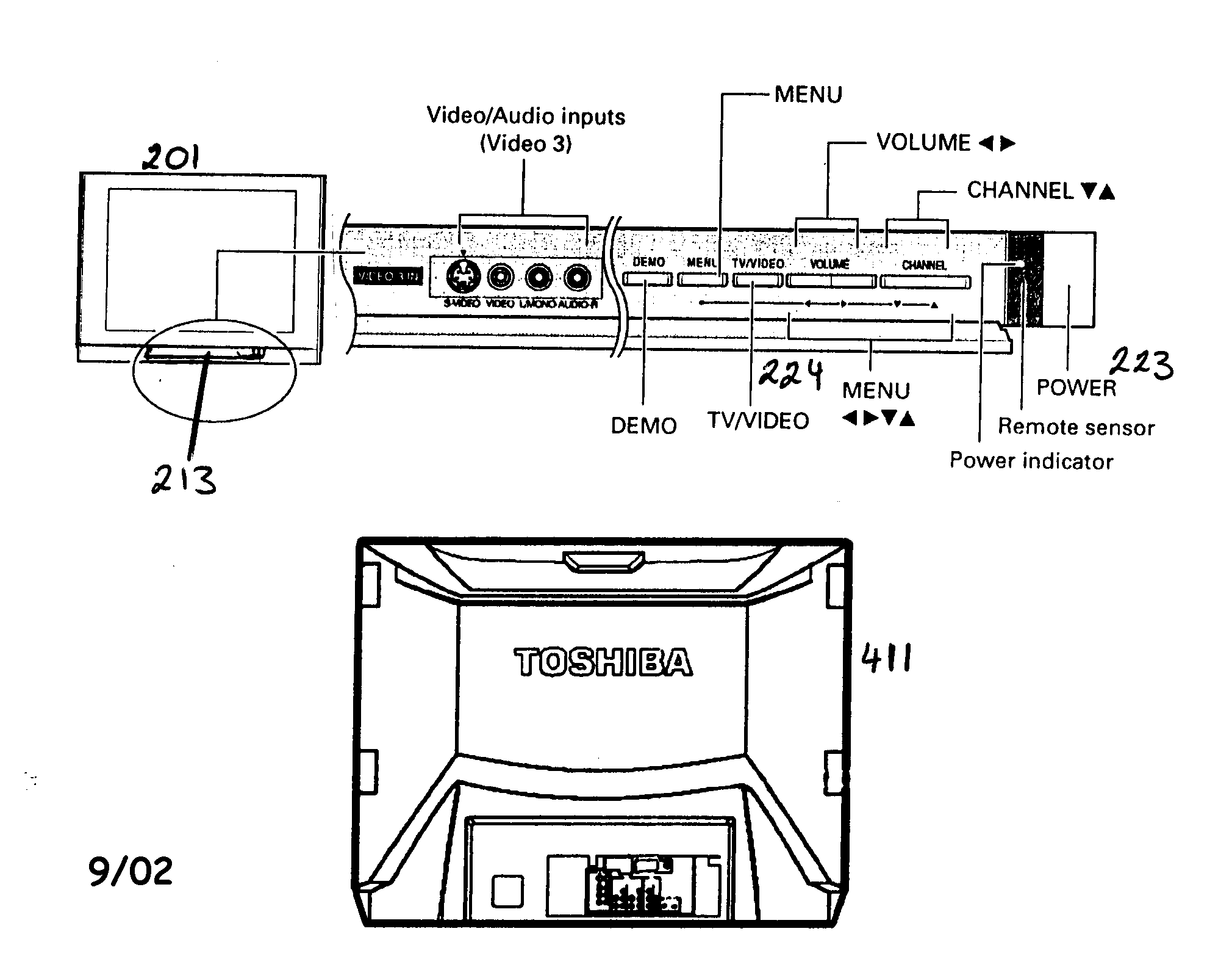 Toshiba 36HF72 cabinet parts diagram