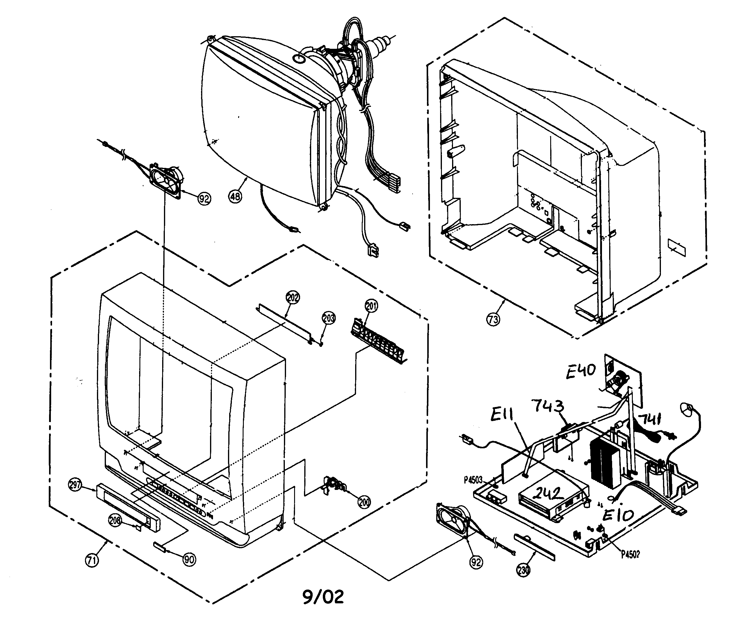 Panasonic PV-25D52 cabinet parts diagram