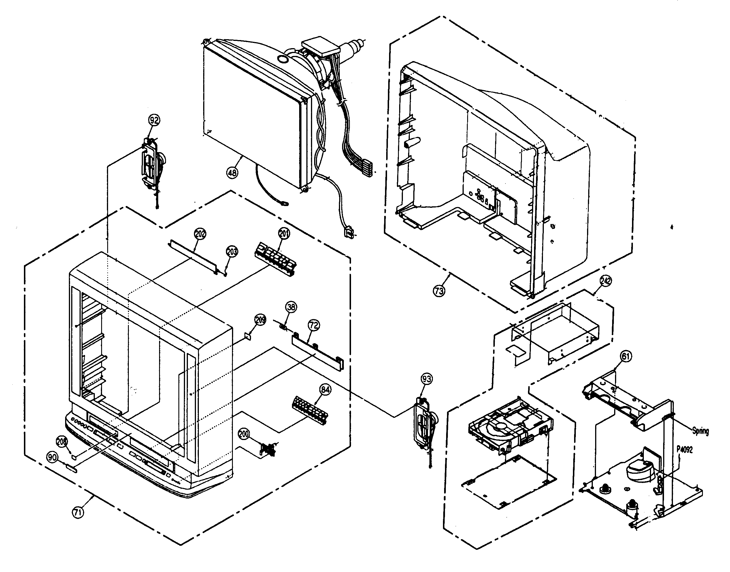 Panasonic PV-20DF62 cabinet parts diagram