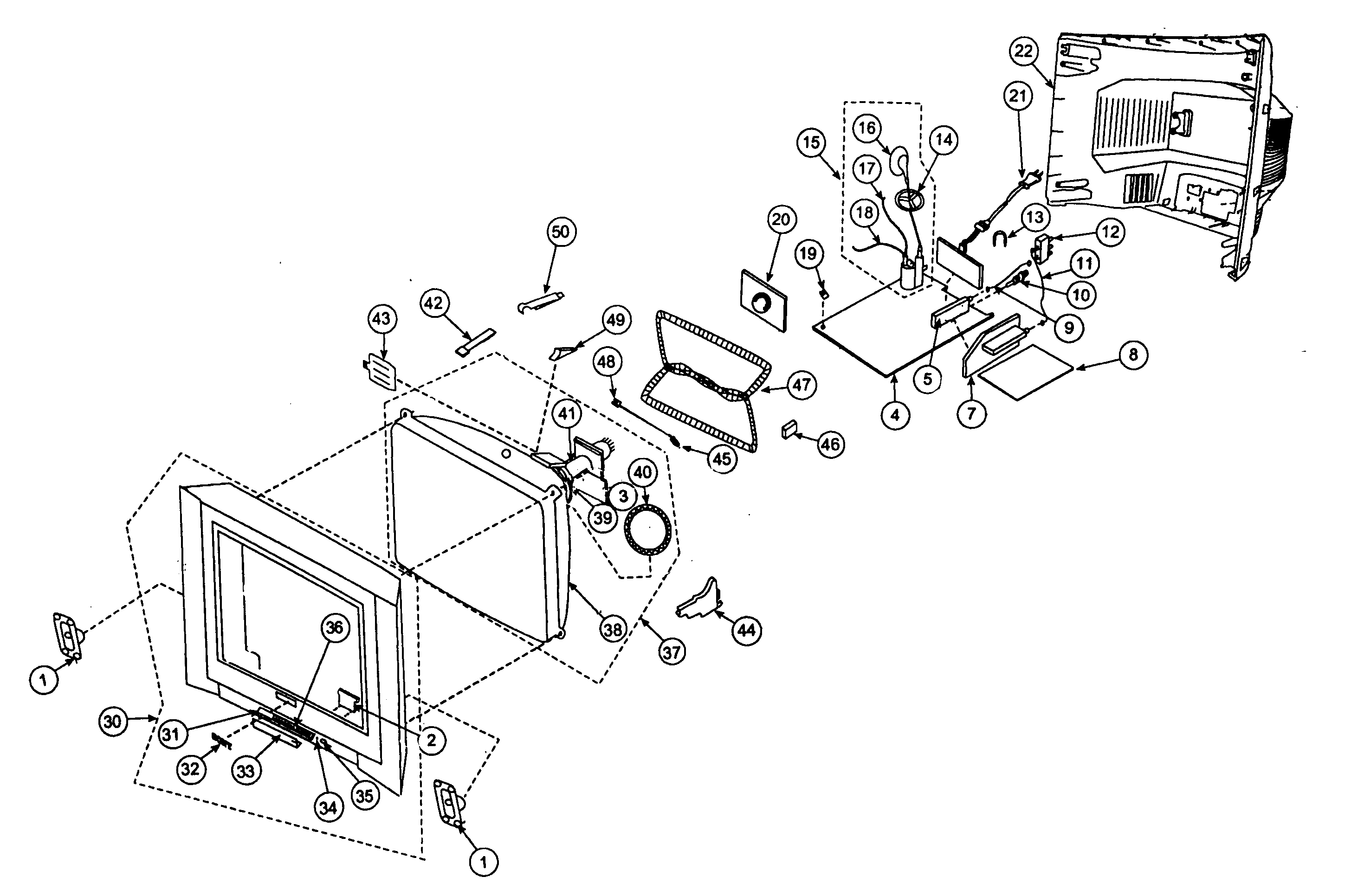 Sony KV-36FS100 cabinet parts diagram