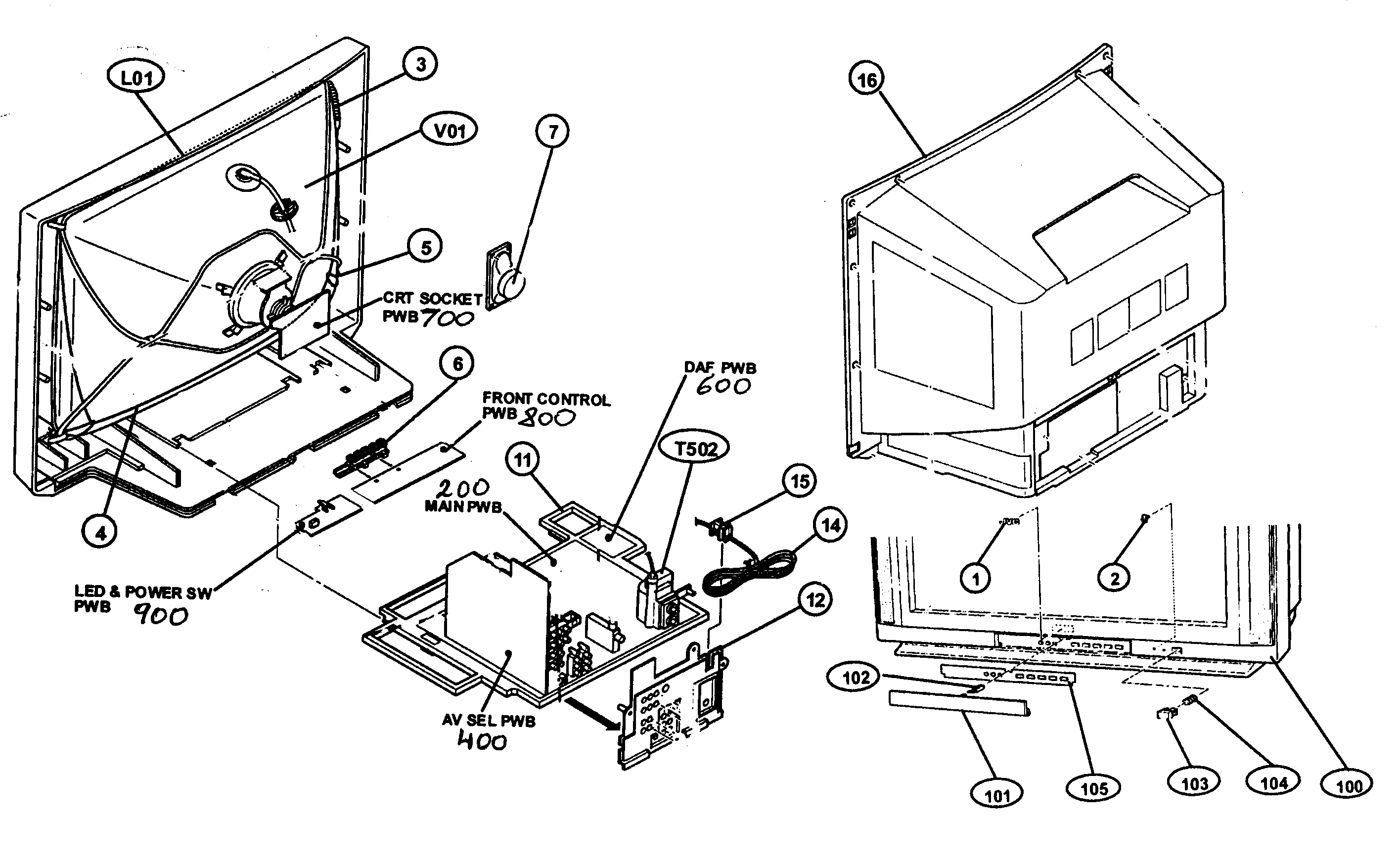 JVC AV-36F703 cabinet parts diagram
