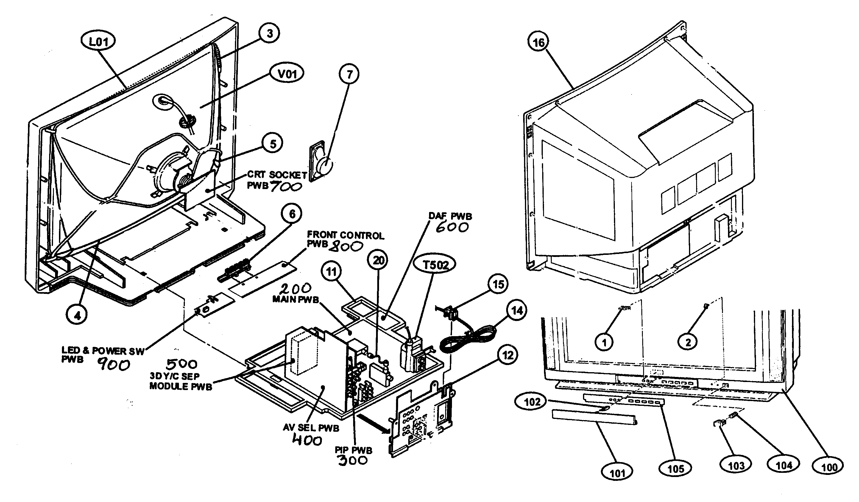 JVC AV-36F803 cabinet parts diagram