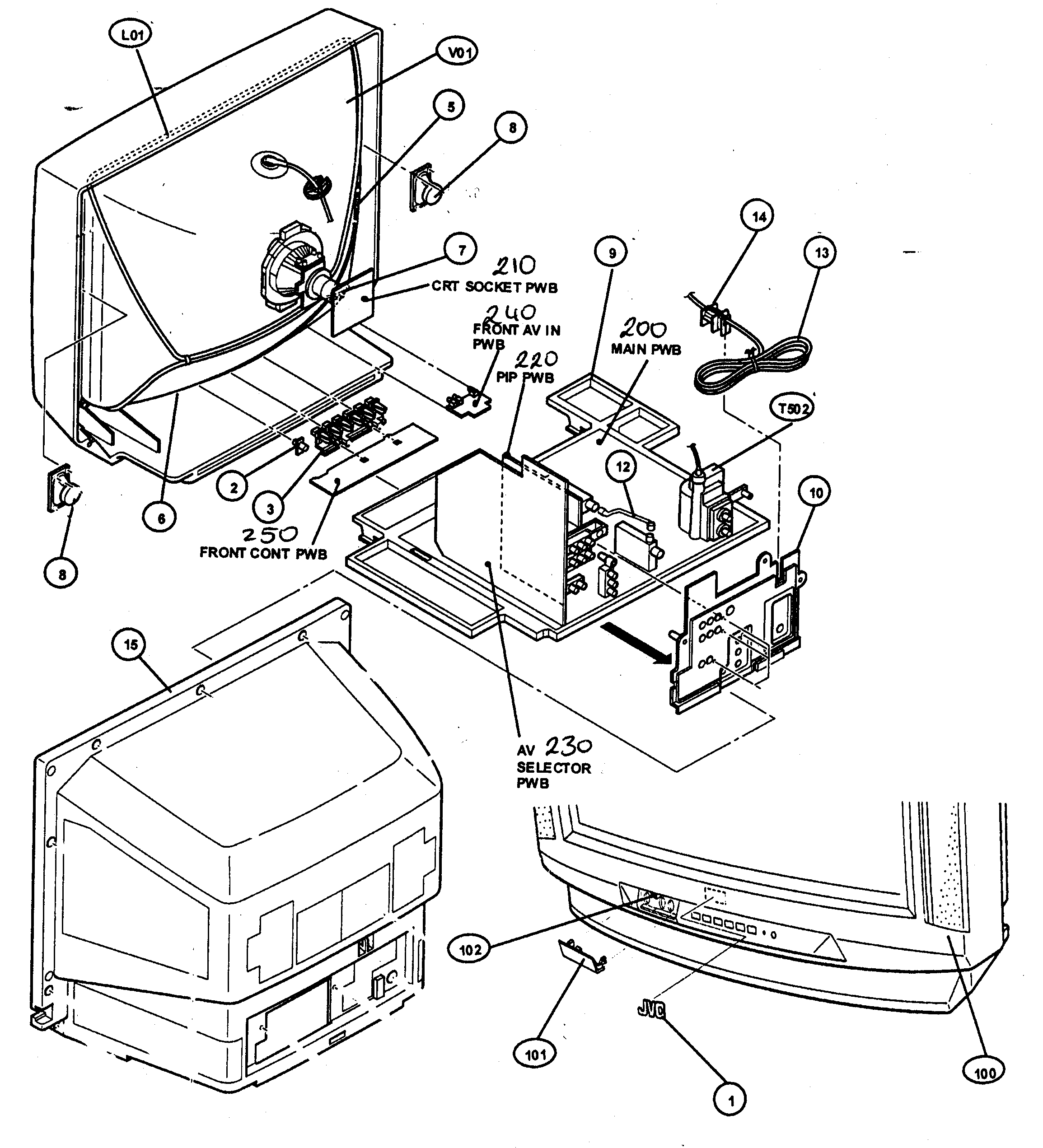JVC AV-27D503/S cabinet parts diagram