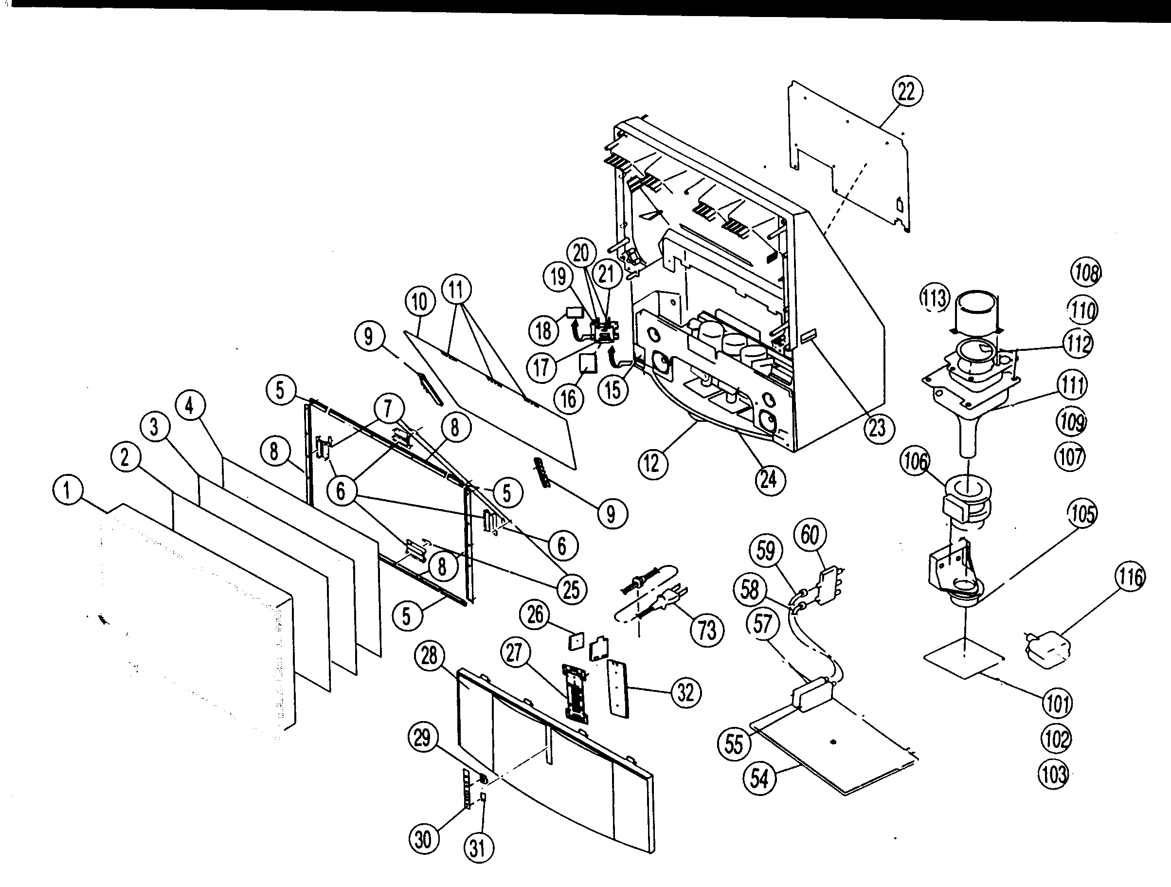 Sony KP-65WV700 cabinet parts diagram
