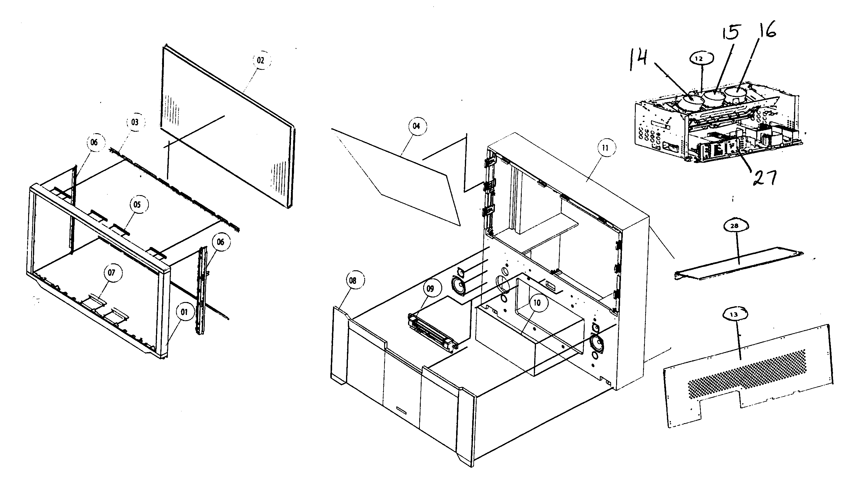 Hitachi 51GWX20B cabinet parts diagram