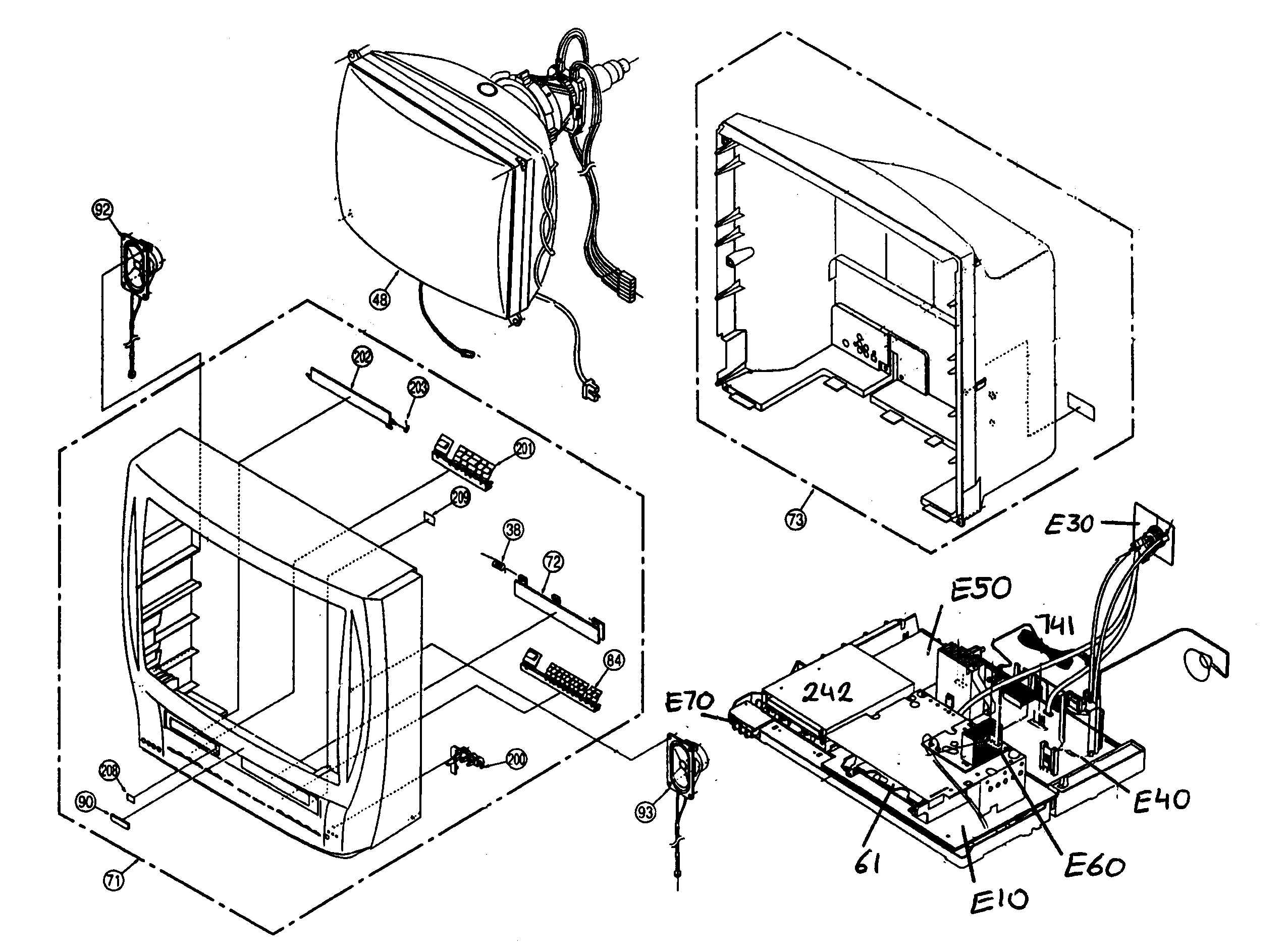 Panasonic PV-DM2092 cabinet parts diagram