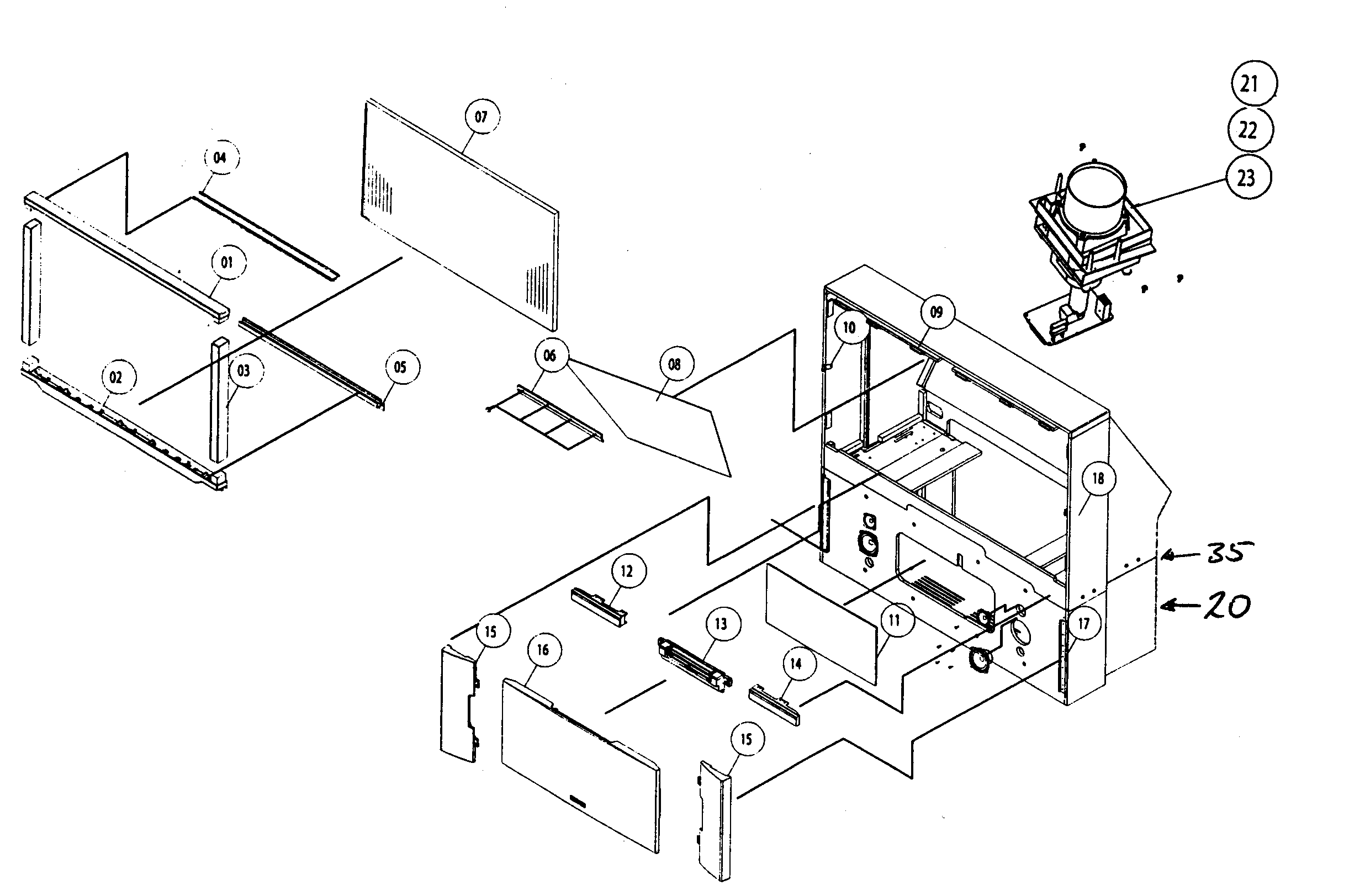 Hitachi 65SWX20B cabinet parts diagram