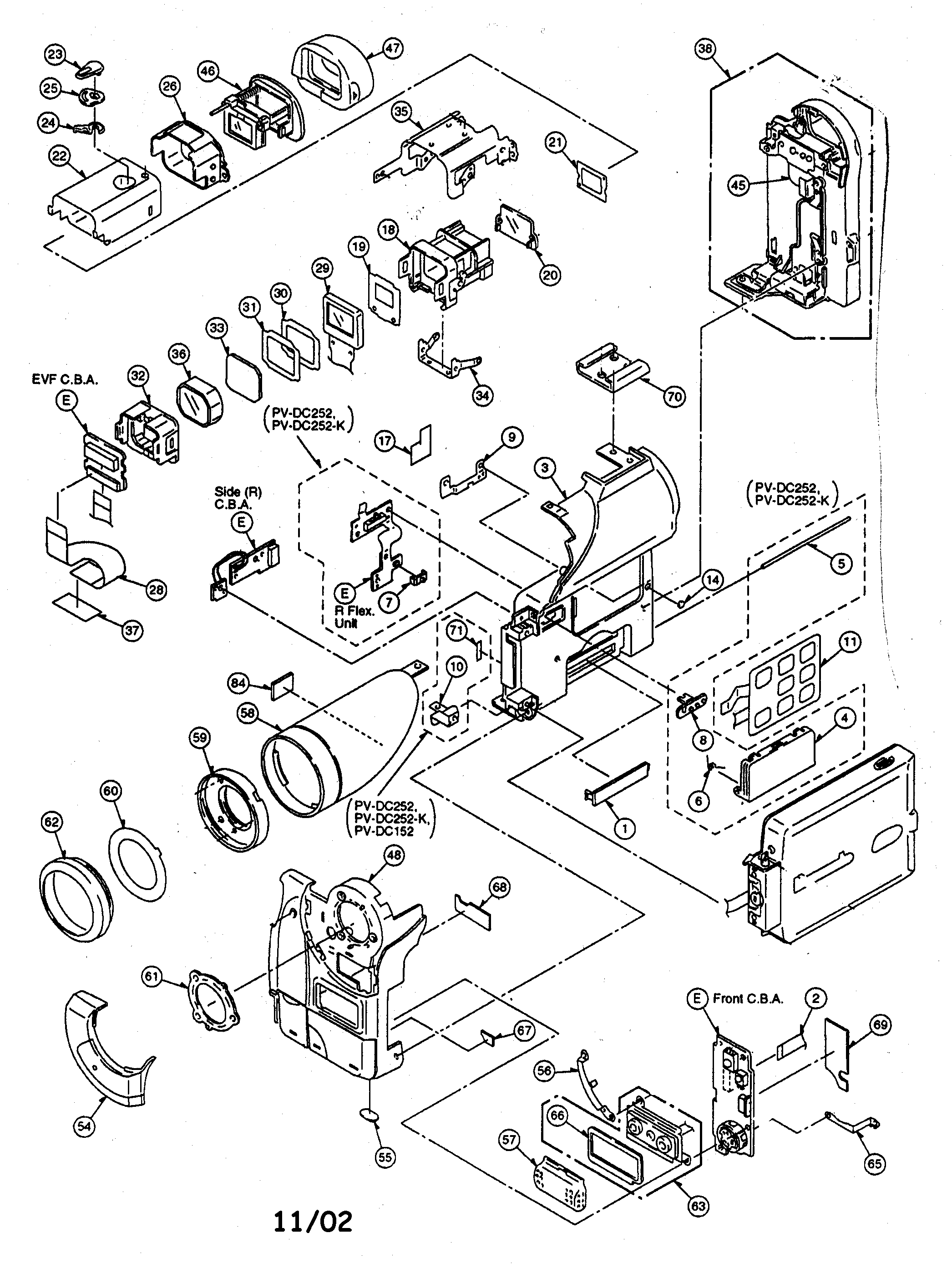 Panasonic PV-DC252 cabinet parts rt diagram