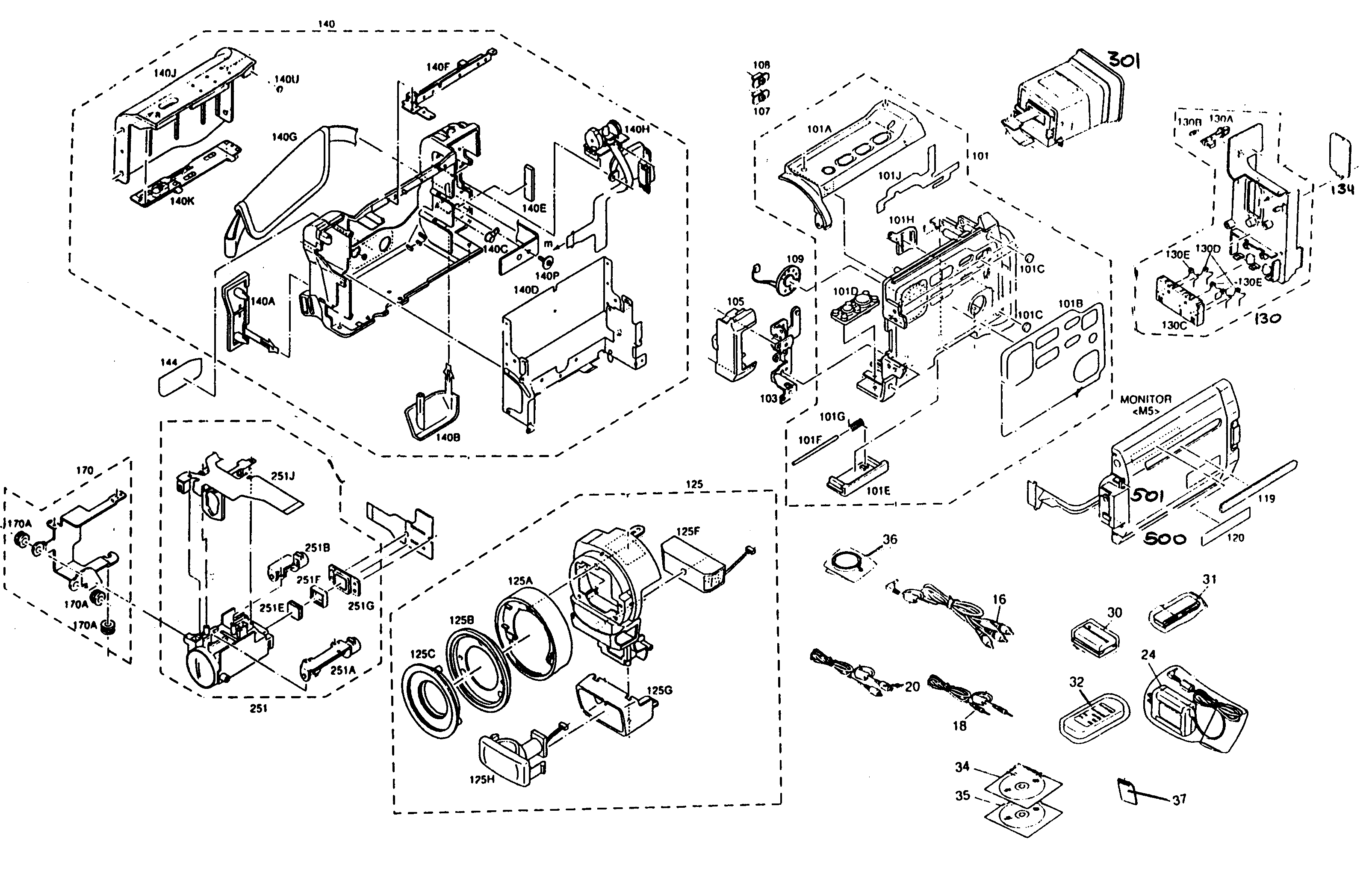 JVC GR-DVL720U cabinet parts diagram