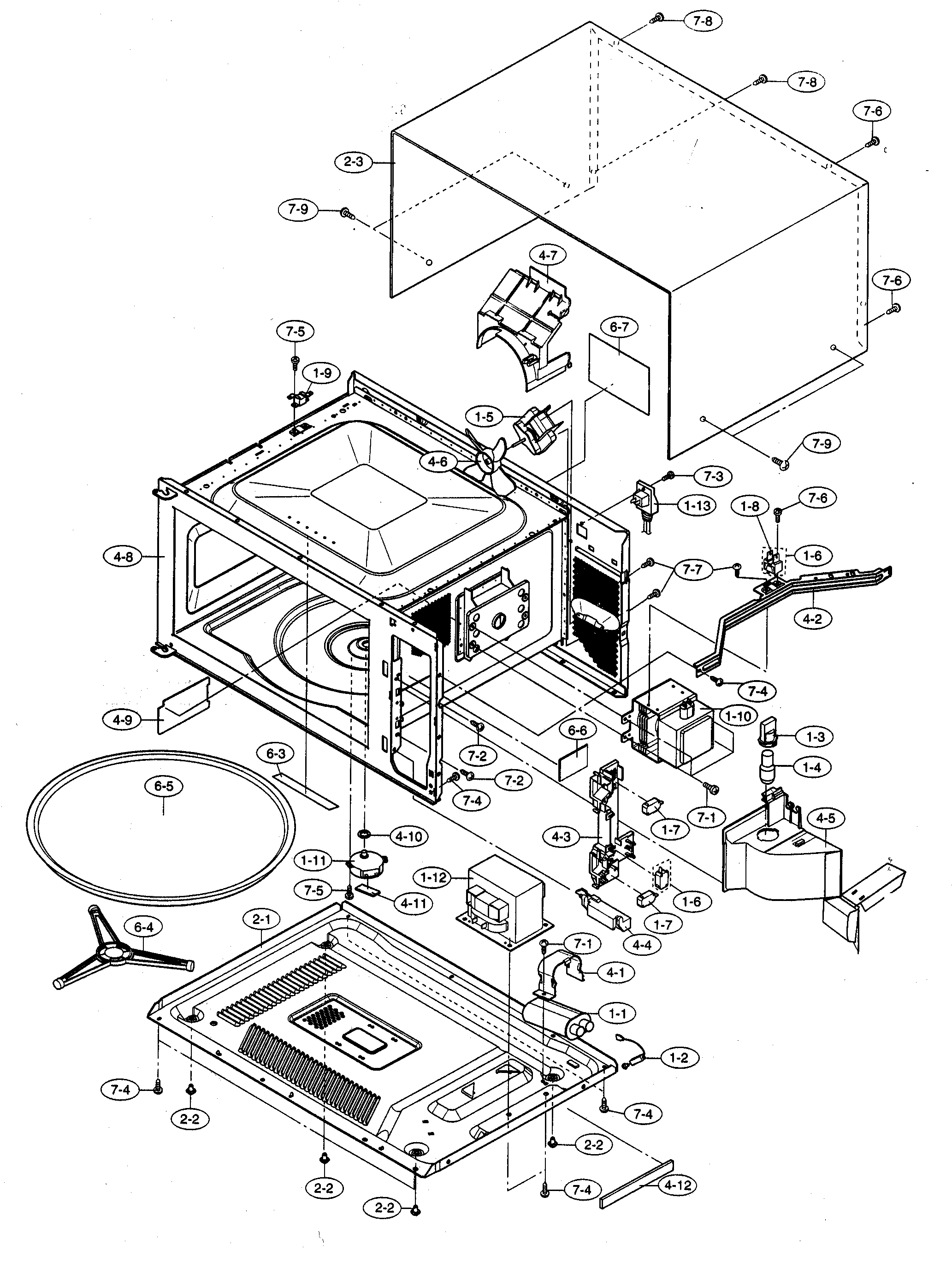 Sharp R-508FS oven/cabinet parts diagram