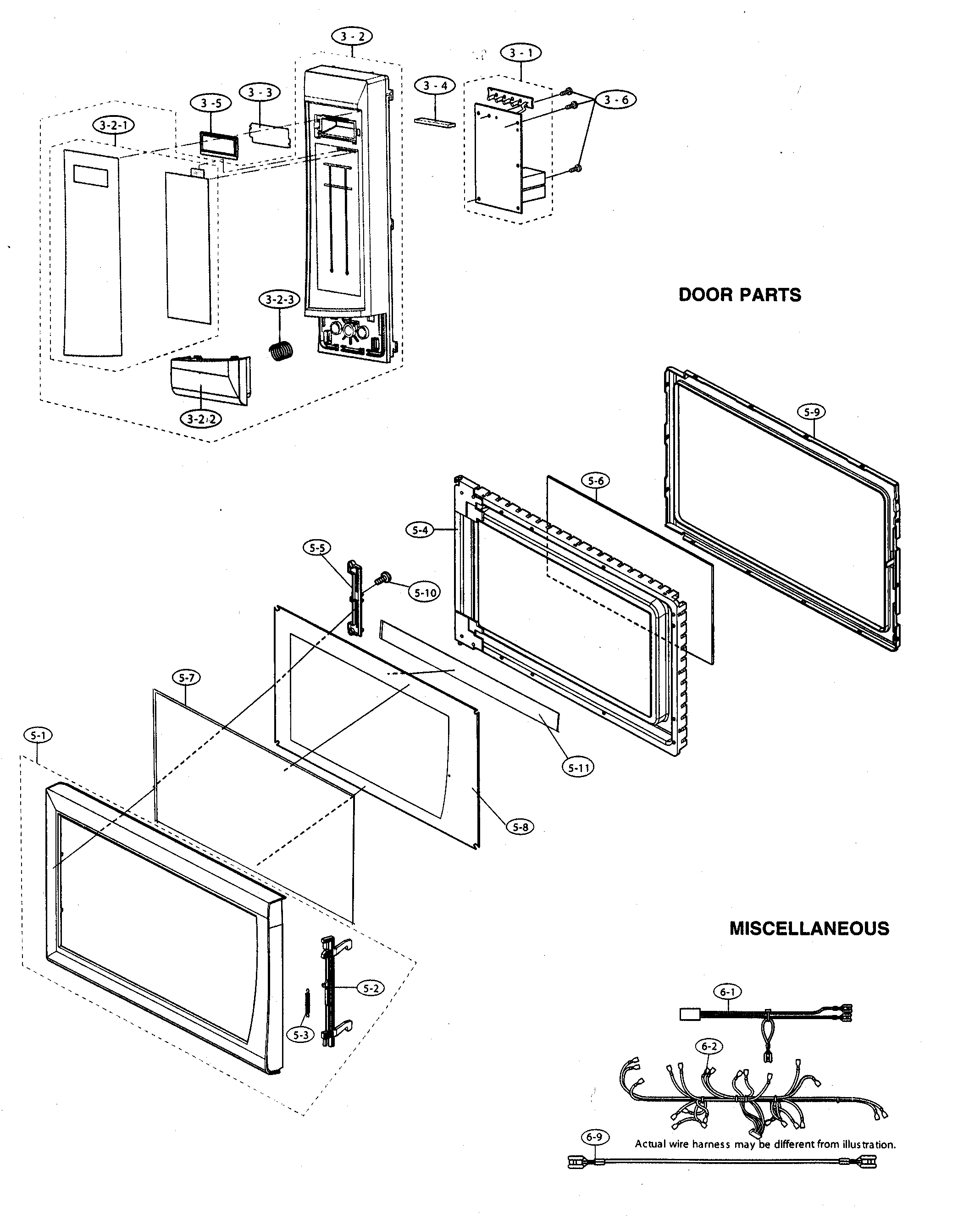Sharp R-508FS control panel/door parts/miscellaneous diagram