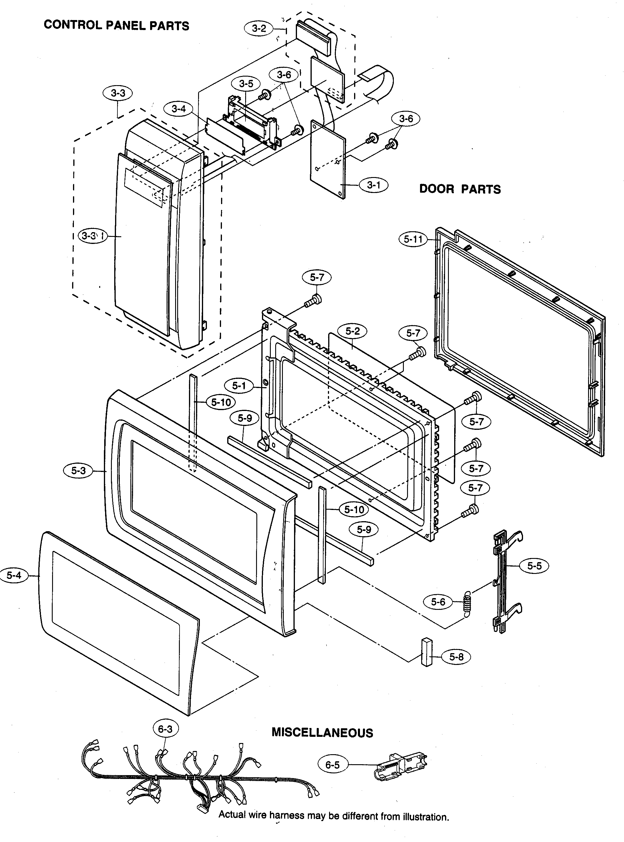 Sharp R-310FK control panel/door parts/miscellaneous diagram